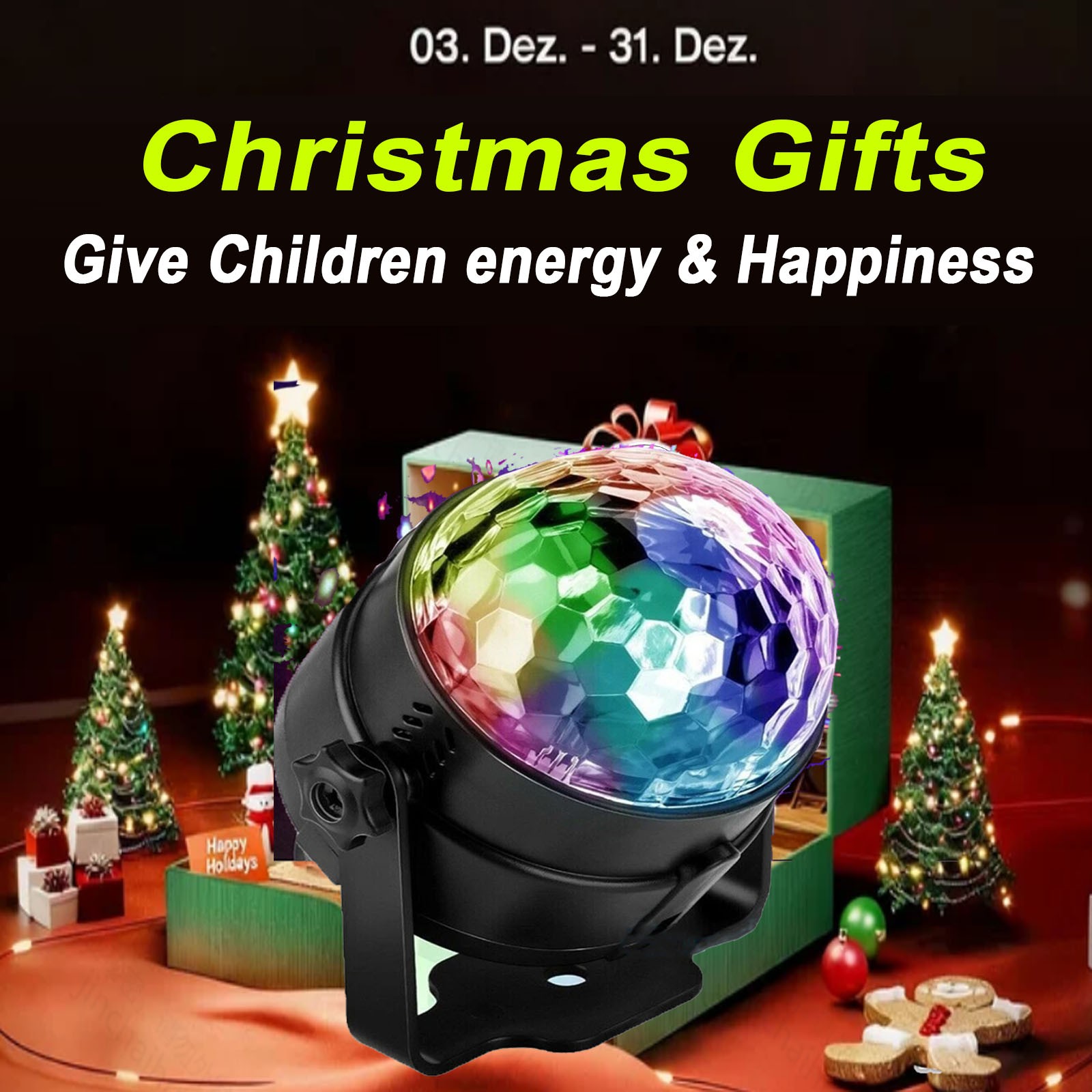 Rechargeable Disco Party Lights LED DJ Ball Sound Activated Dance Lamp XMAS