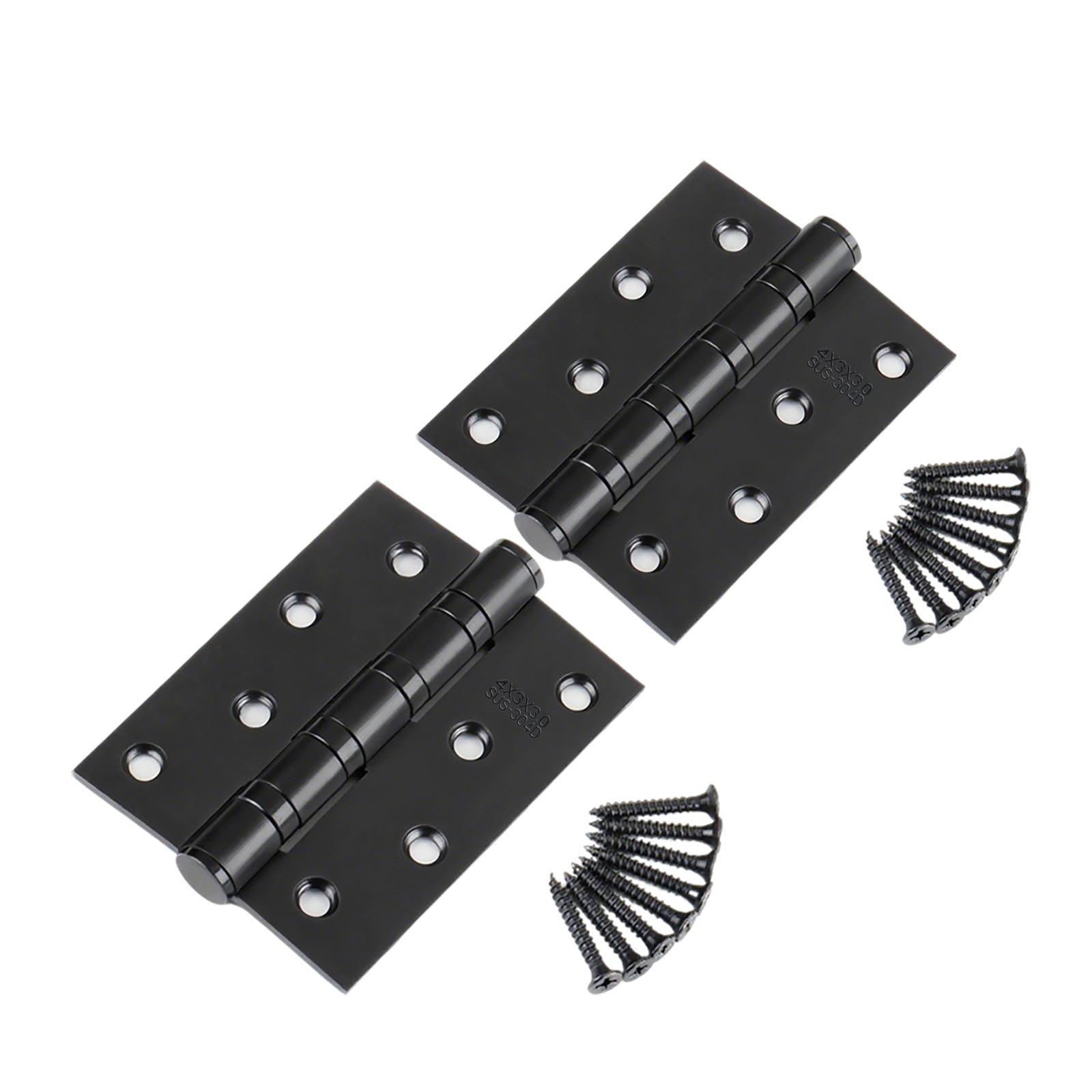 2PK Interior Door Hinge Black, Square, 4X3" Heavy-Duty Mat Hinge Hardware