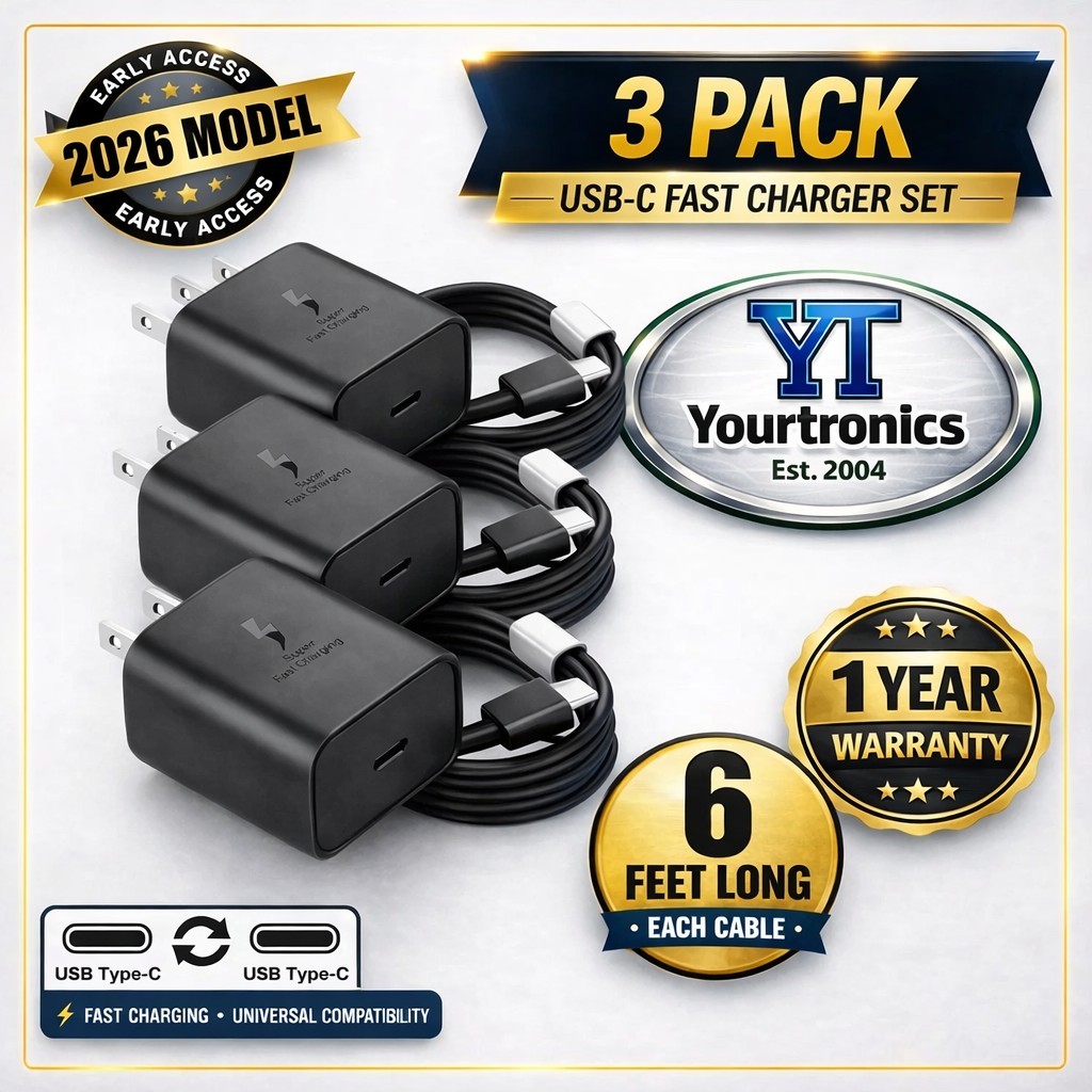 3PACK 45w USB-C Fast Wall Charger+6ft Cable For Samsung Galaxy A14 A15 A16 A17