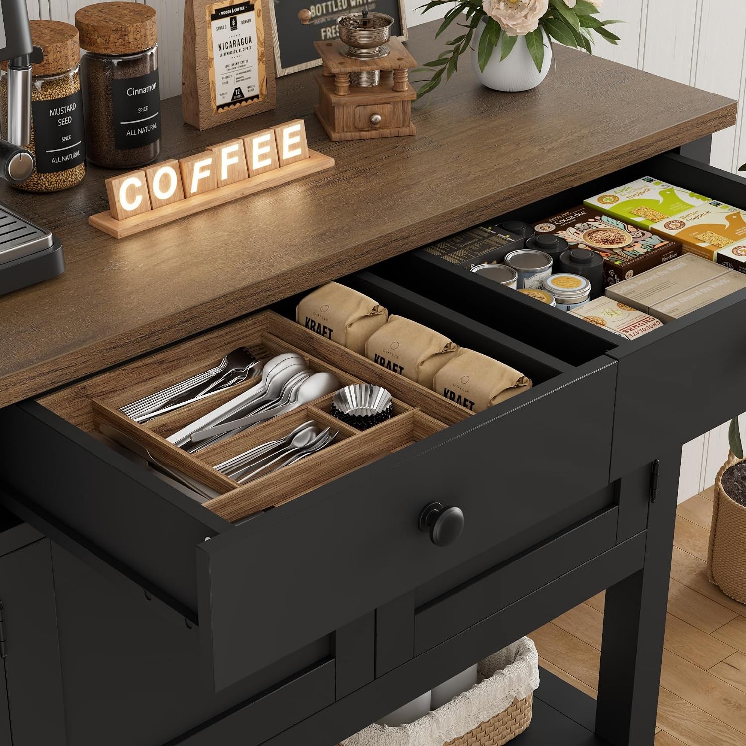 Farmhouse Console Table with Storage 35.4" W Entryway Table Black | Entry table