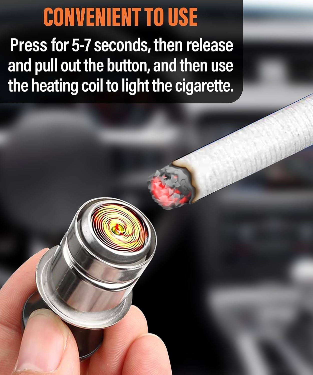 Pop-Out Car Cigarette Lighter 12V Plug Replacement Auto Accessory Fits Most V...