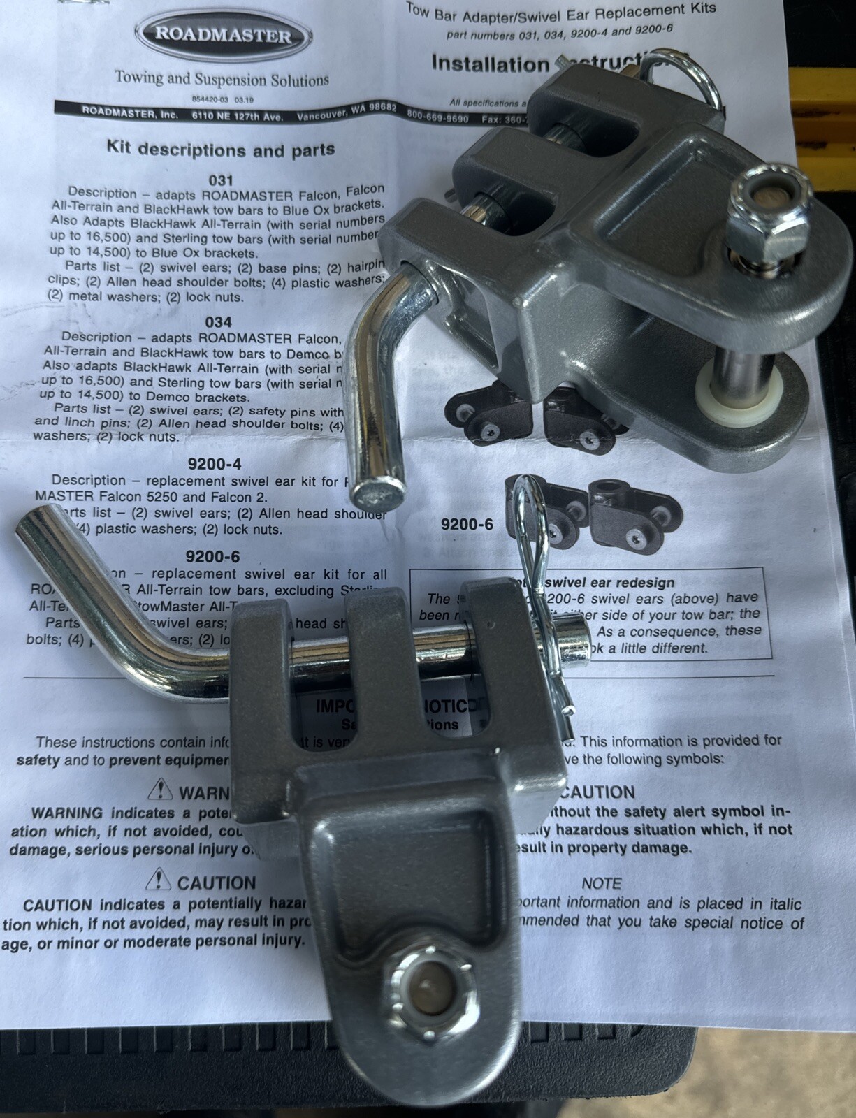 Roadmaster 031 Tow Bar Adapter *Read* New - Some Are Open Box