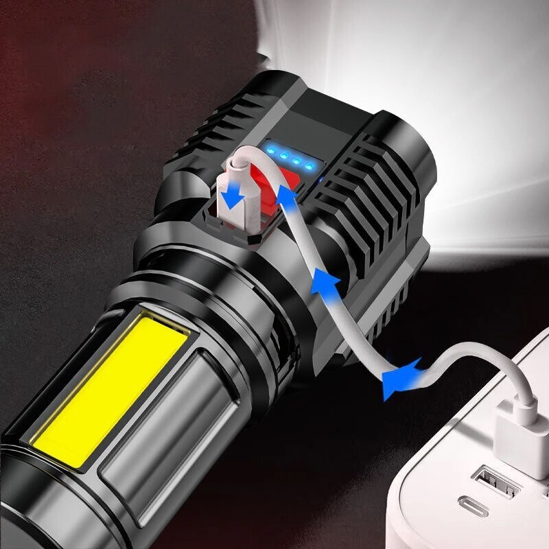 Super Bright LED Torch Flashlight+USB Rechargeable Tactical Camping Outdoor Lamp