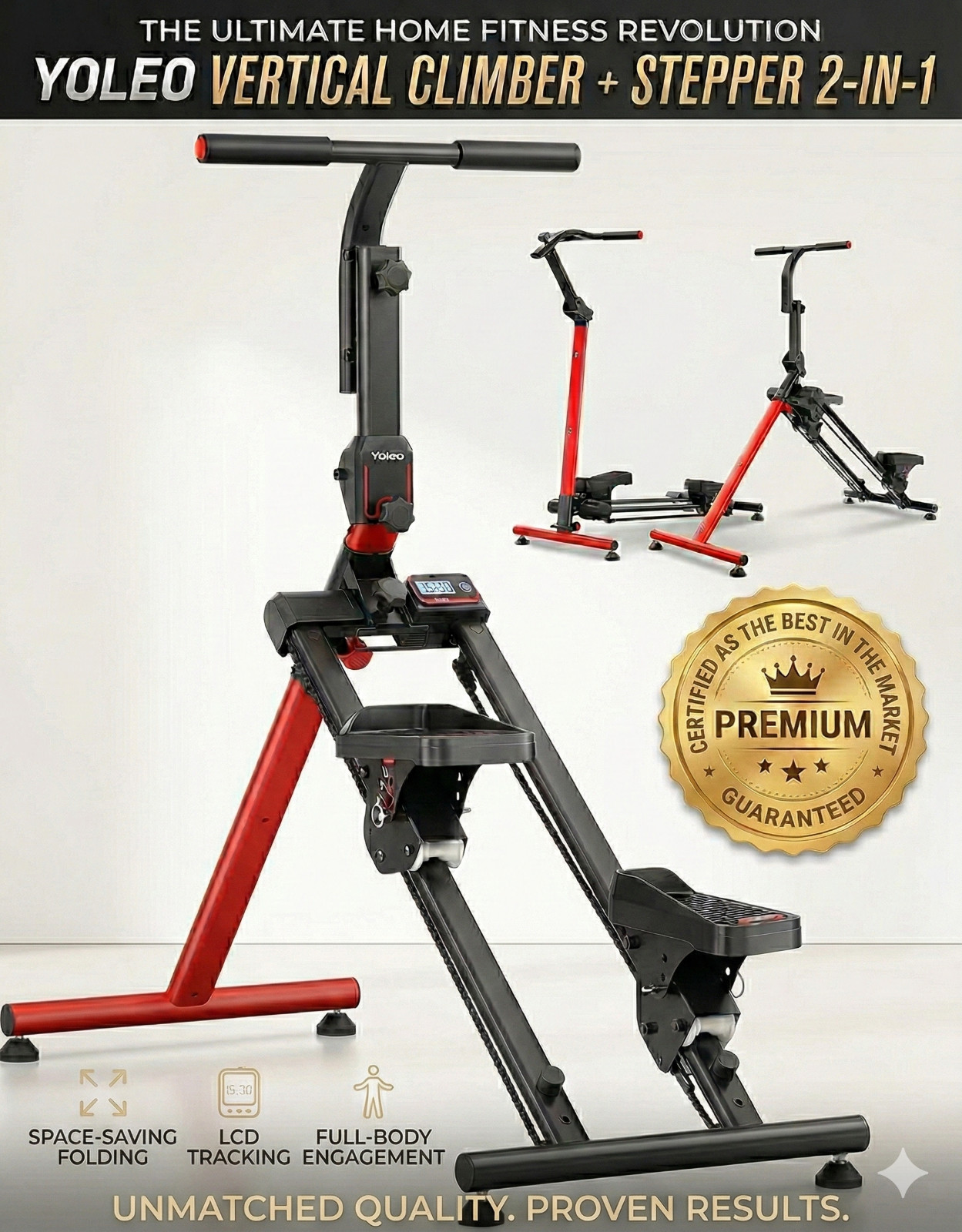 Vertical Climber Stair Stepper Home Gym Machine Full Body Workout Folding