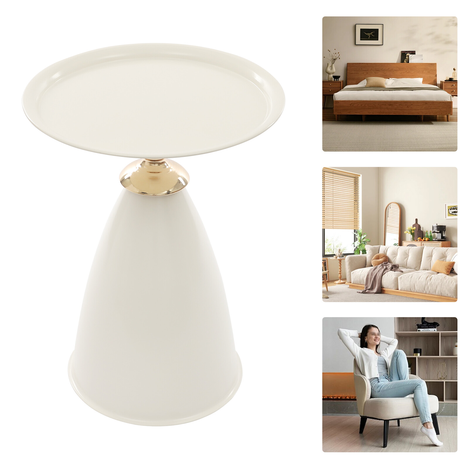 Small Round Side Table 55cm Side Table for Small Spaces Modern Couch End Table