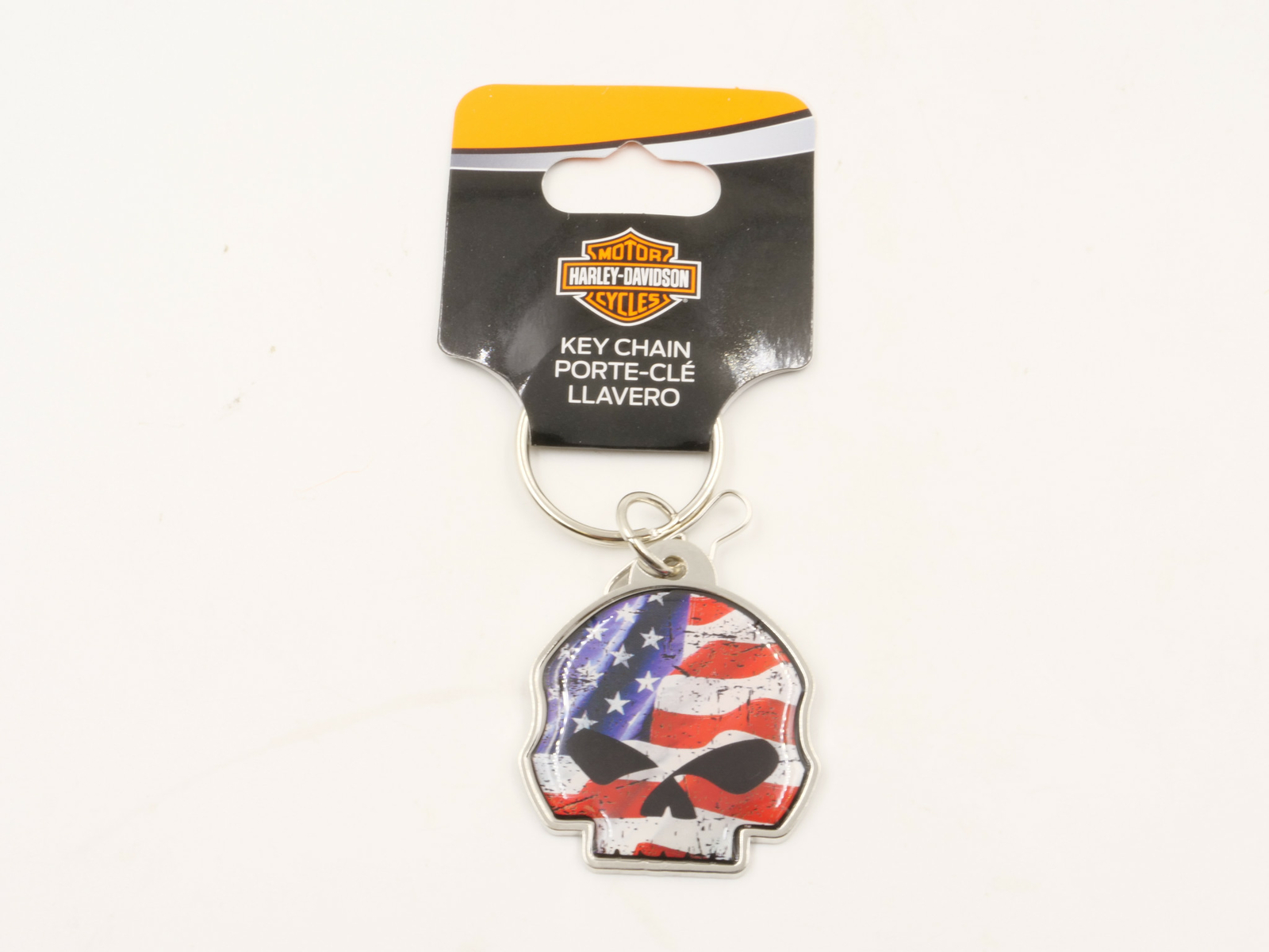 Harley-Davidson Willie G Sugar Skull USA Flag Enamel Silver Keychain