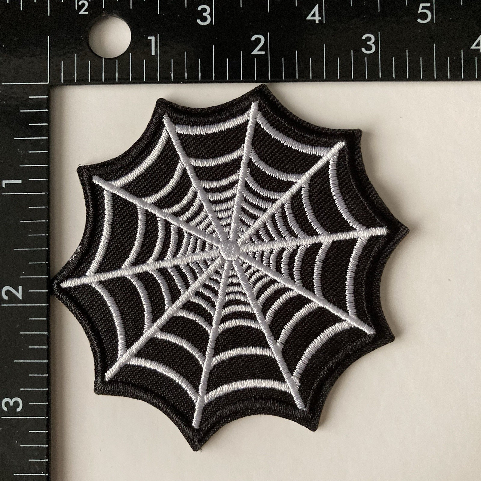 Spider Web Black And White Embroidered Iron On Patch Halloween