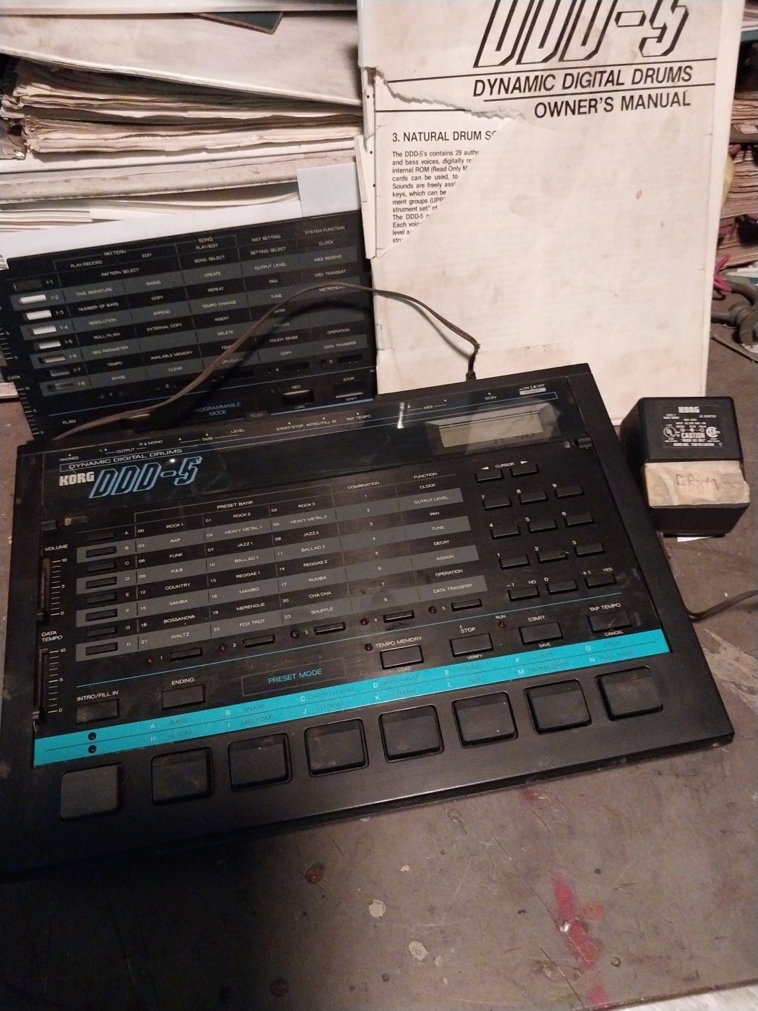 Korg DD5 dynamic digital drums With manual AC adapter both covers working Clean