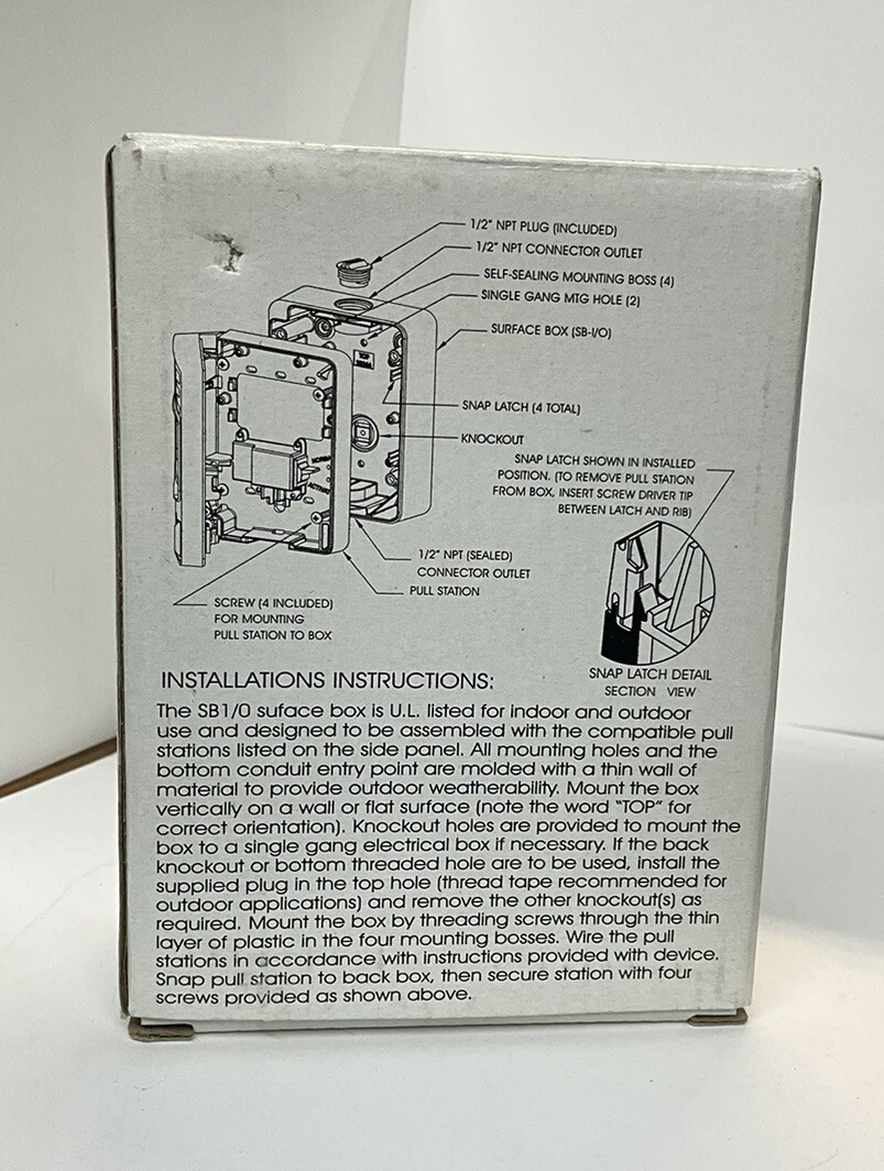 SB-I/0 SURFACE BOX FOR FIRE ALARM - RED 