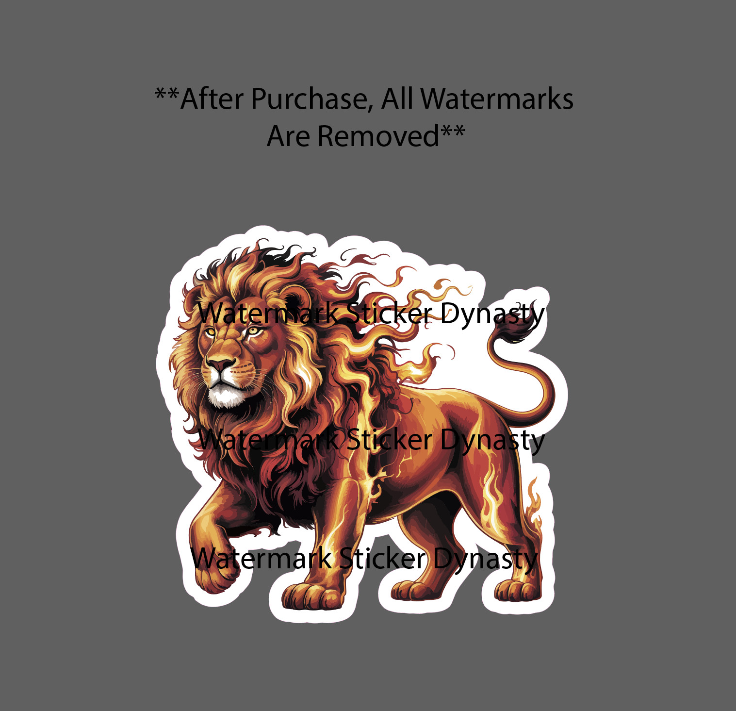 Fire Lion Sticker Waterproof Decal Flames Animal Abstract Art Wildlife Gift NEW