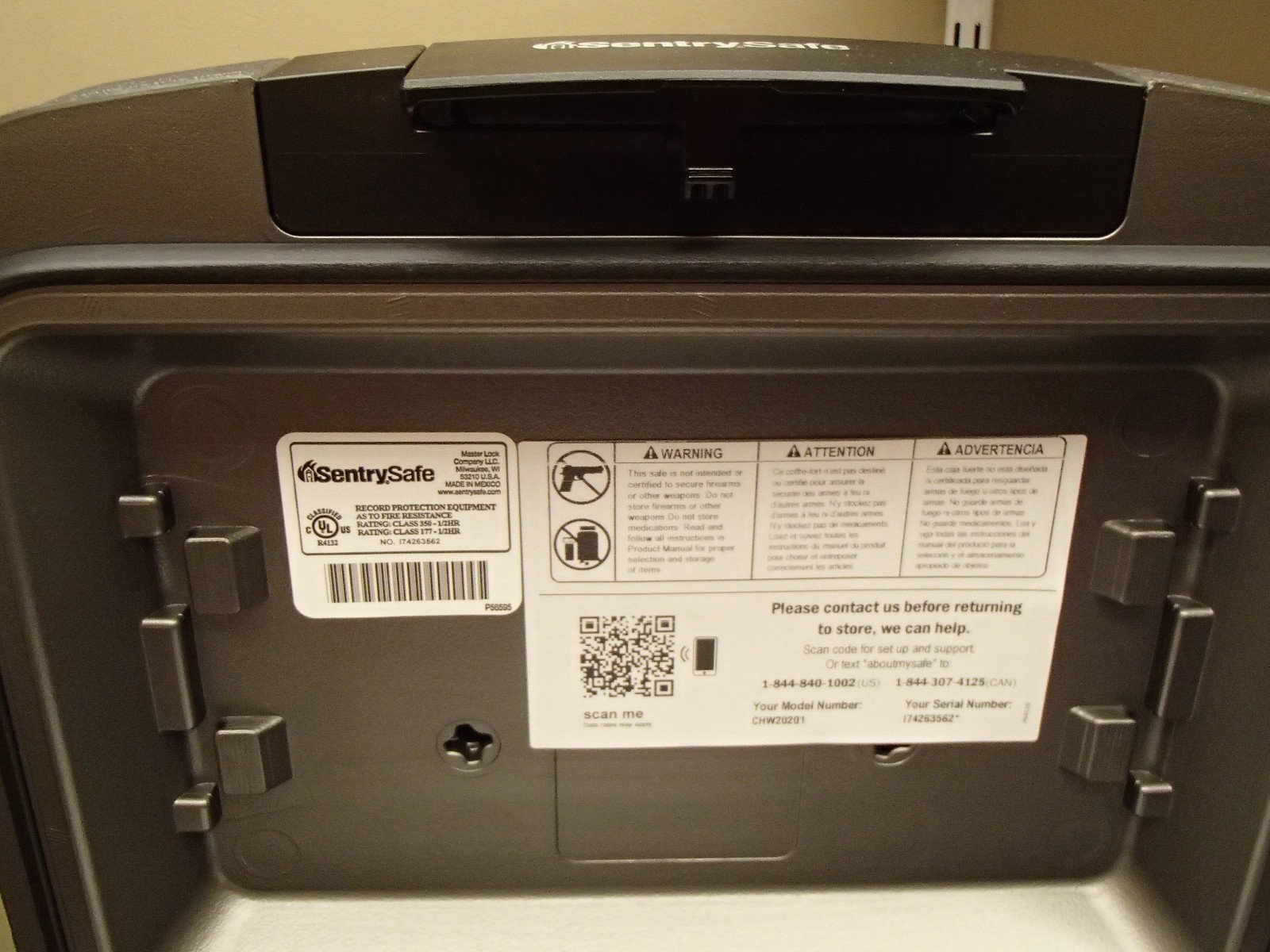 SentrySafe CHW20201 Medium Fire & Water Resistant Key Lock Security Safe Black