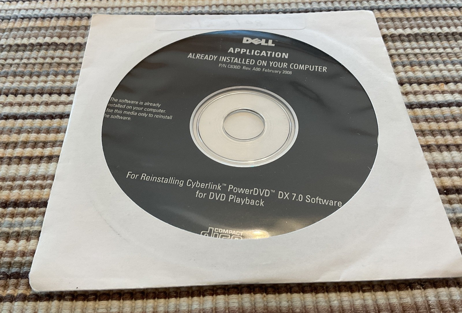 Dell Cyberlink PowerDVD DX 7.0 Software for DVD Playback CD Reinstall NEW
