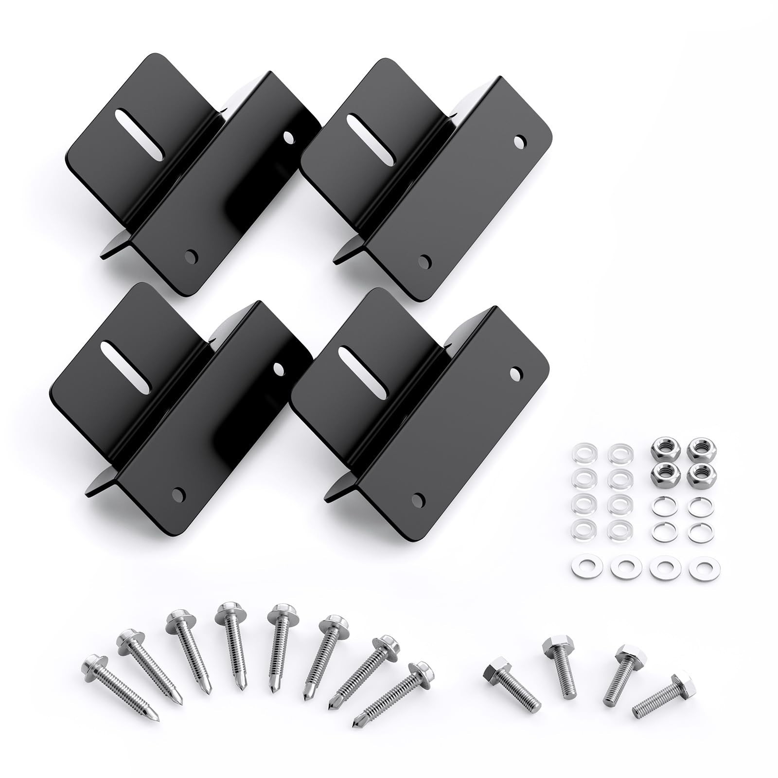 Solar Panel Mounting Z Brackets, Black Aluminum 4-Pack Set | Lightweight Corr...