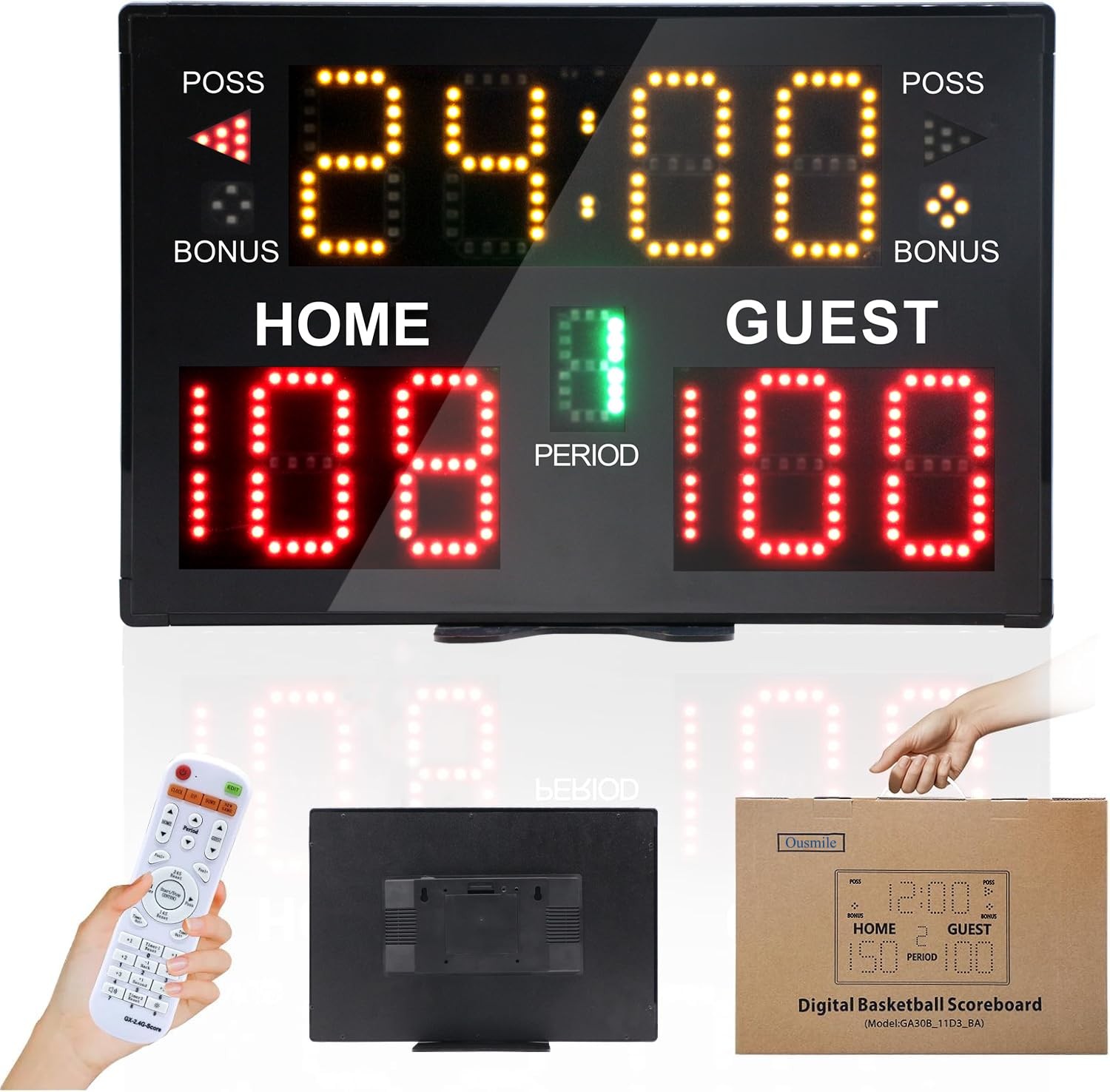 Basketball Scoreboard with Timer Clock, Digital Scoreboard with Remote, Porta...