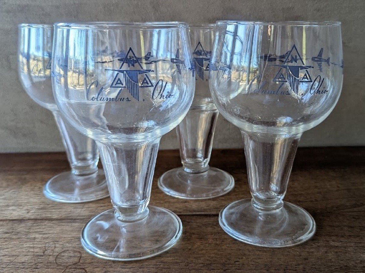 North American Aviation NAA Columbus Ohio Wine Glasses / Goblets 16 Oz Set of 4