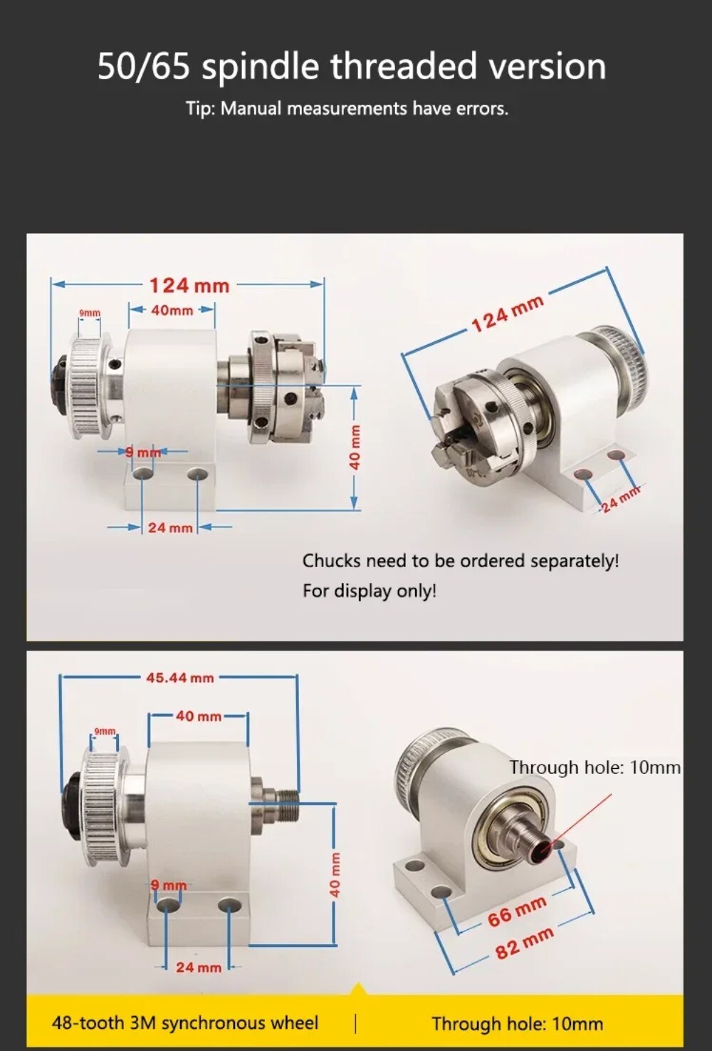 50/65/80 Chuck Spindle Assembly, Self-made Mini Lathe, Buddha Bead Machine