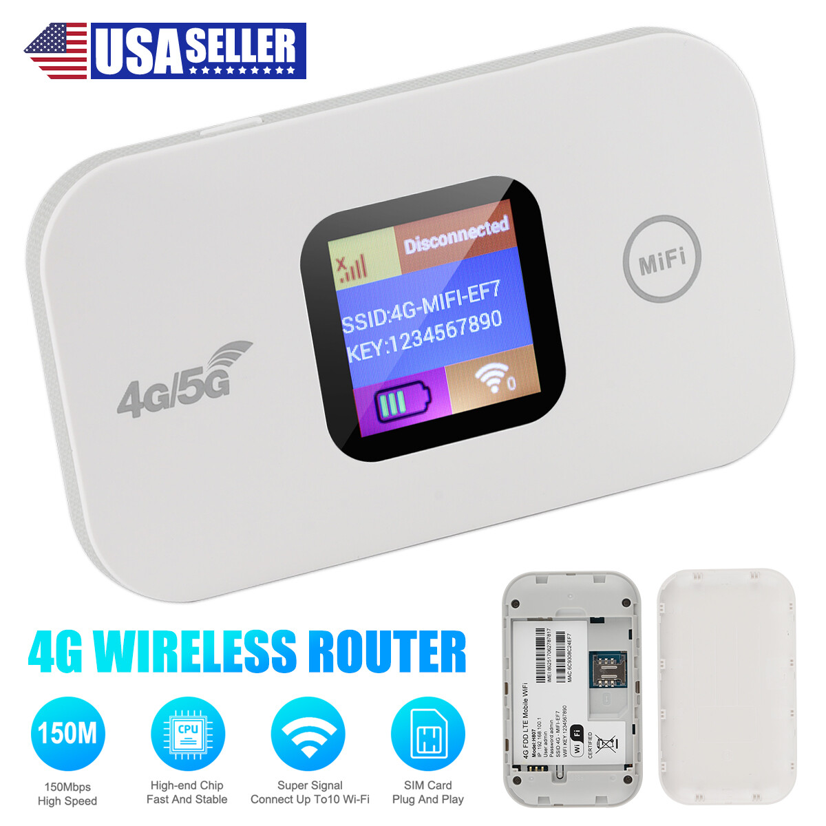 Portable LTE 4G Wireless WiFi Router Mobile Broadband MIFI LCD Hotspot 2100 mAh