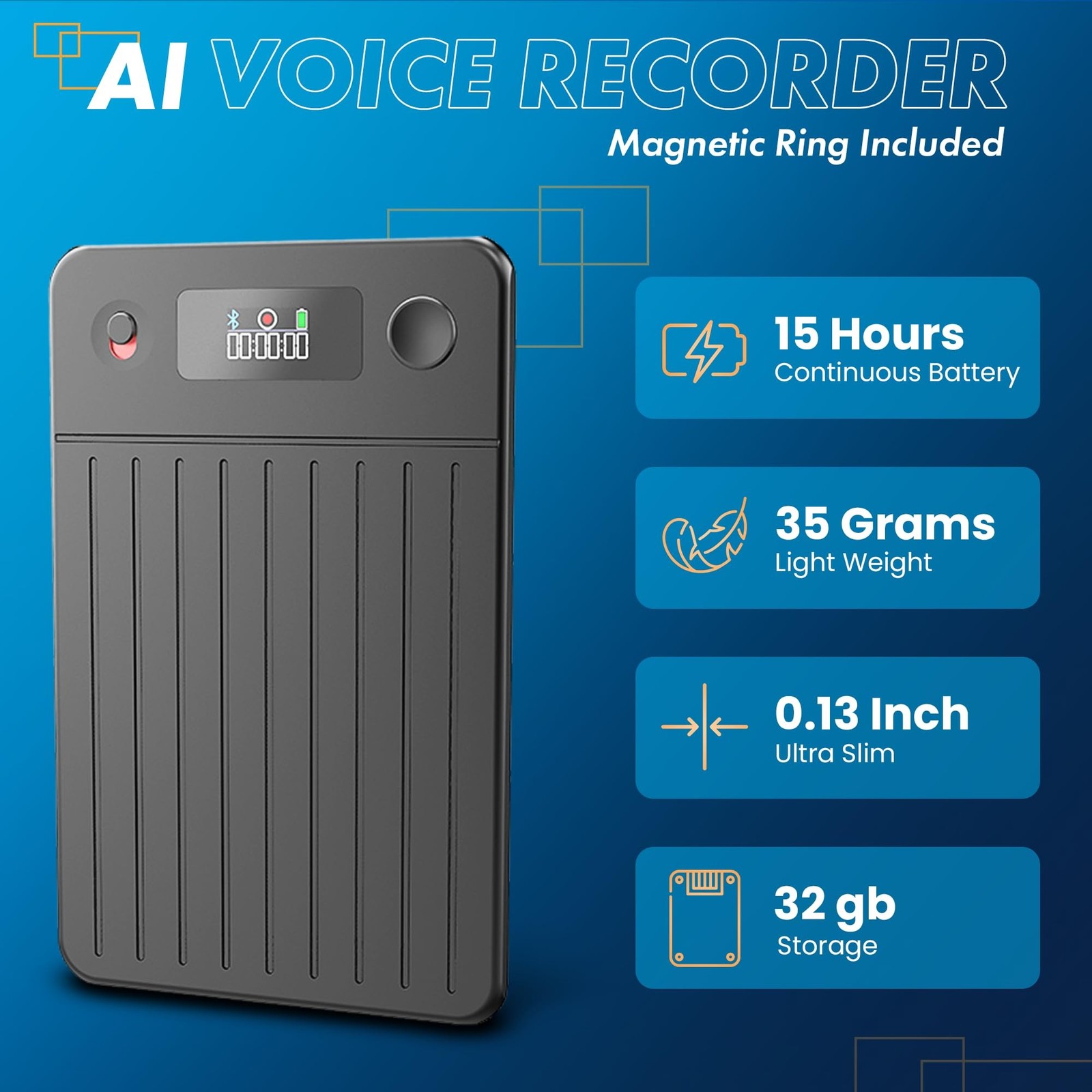 Note AI Voice Recorder with Playback | App Control | Transcribe & Summarize &...