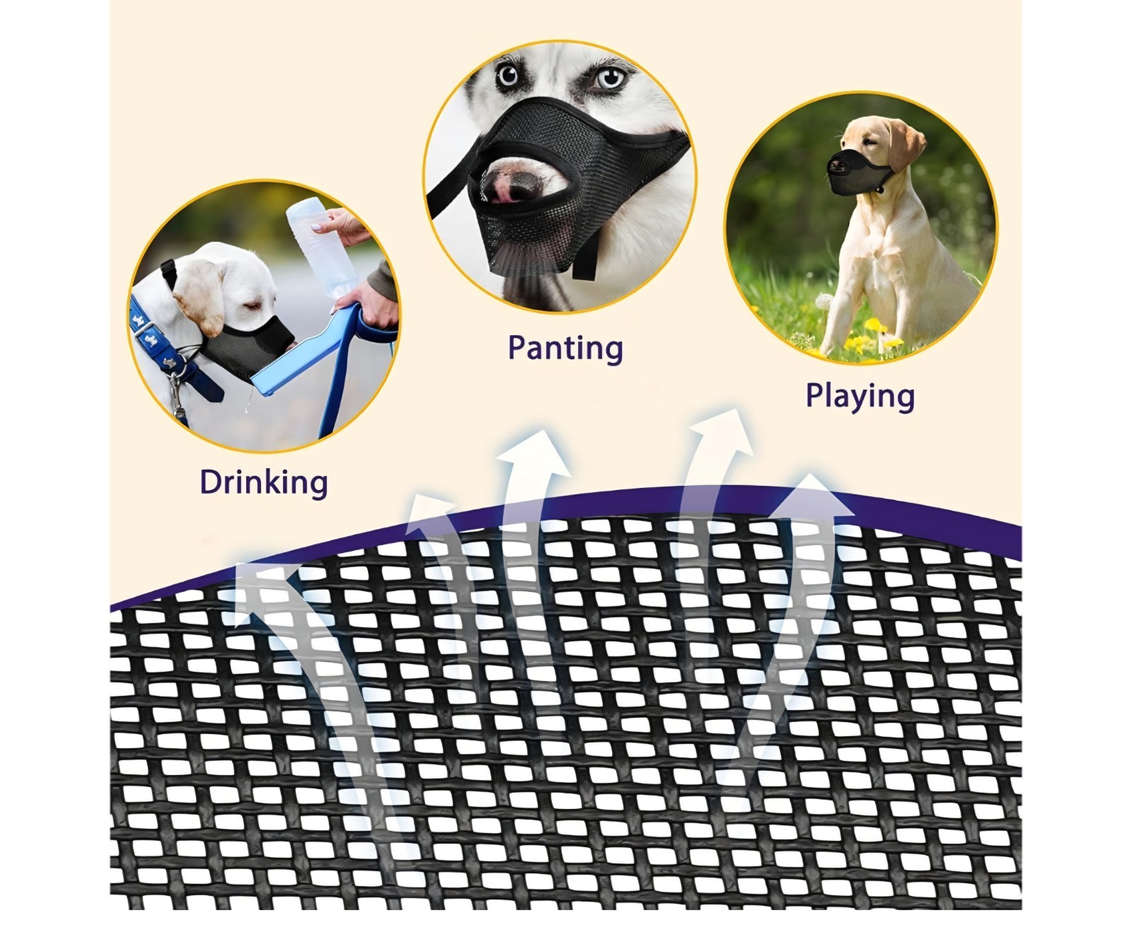 Dog Muzzle, Mesh Muzzle for Large Dogs, Adjustable, Breathable (L, Black)