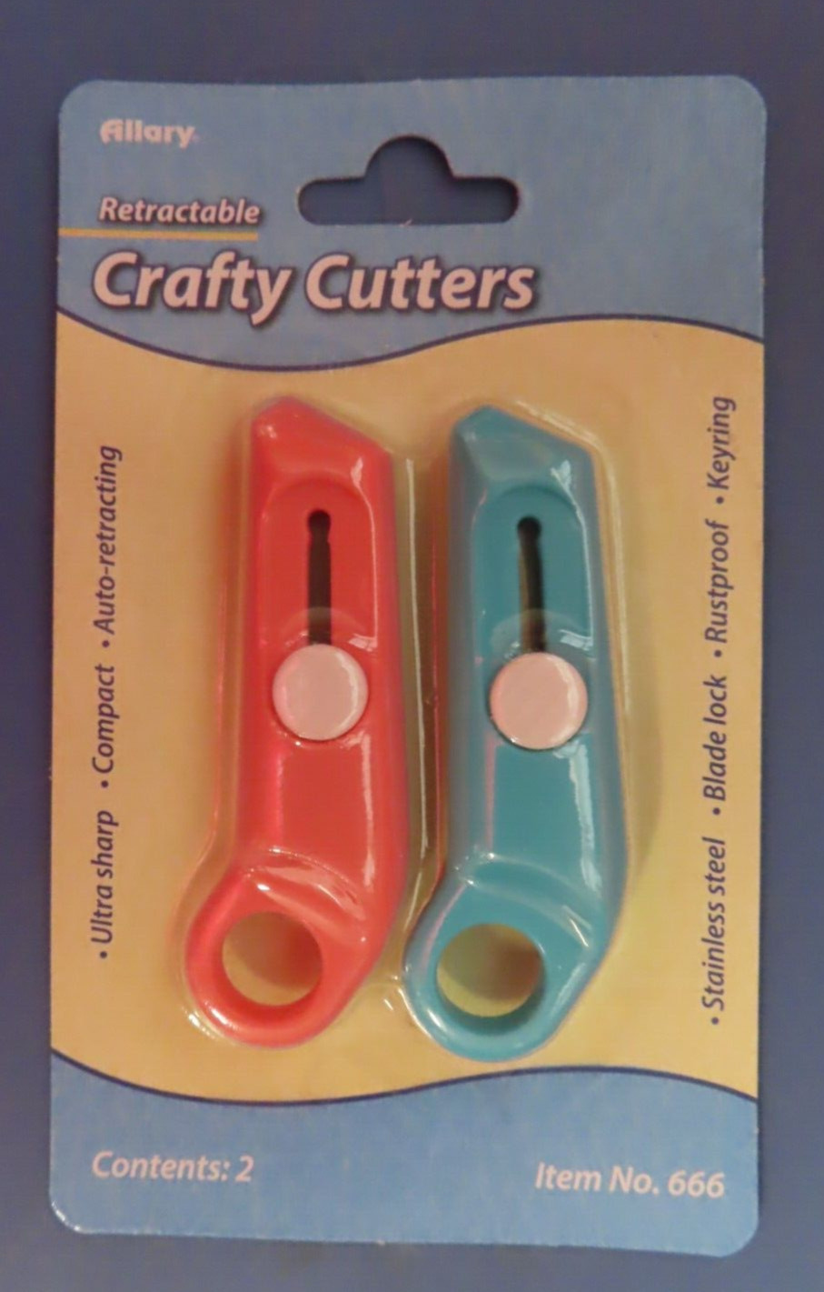 Allary Retractable Crafty Cutters.  Package of 2 pieces.  # 666
