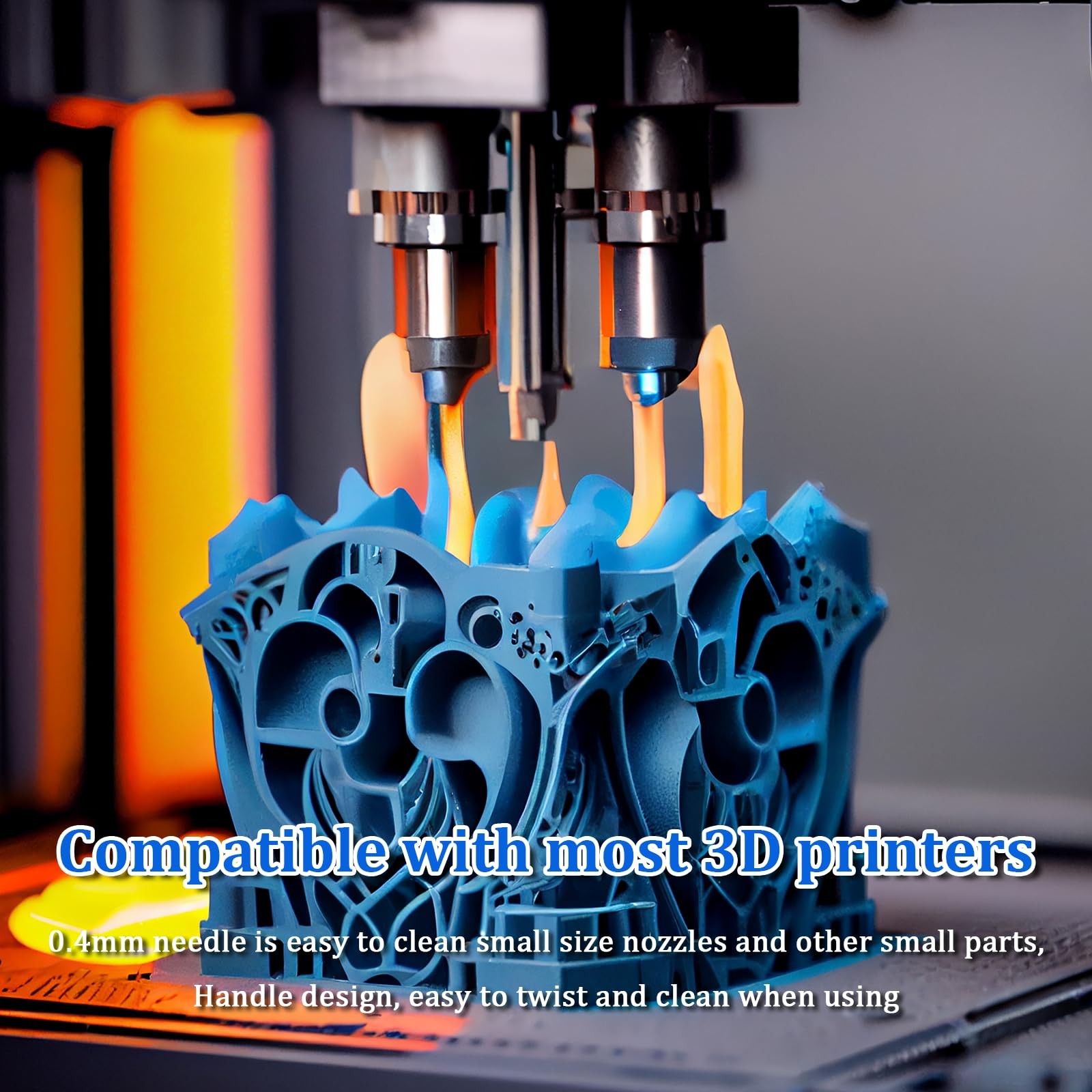 3D Printer Nozzle Cleaning Kit, 10 Pcs Stainless Steel blue