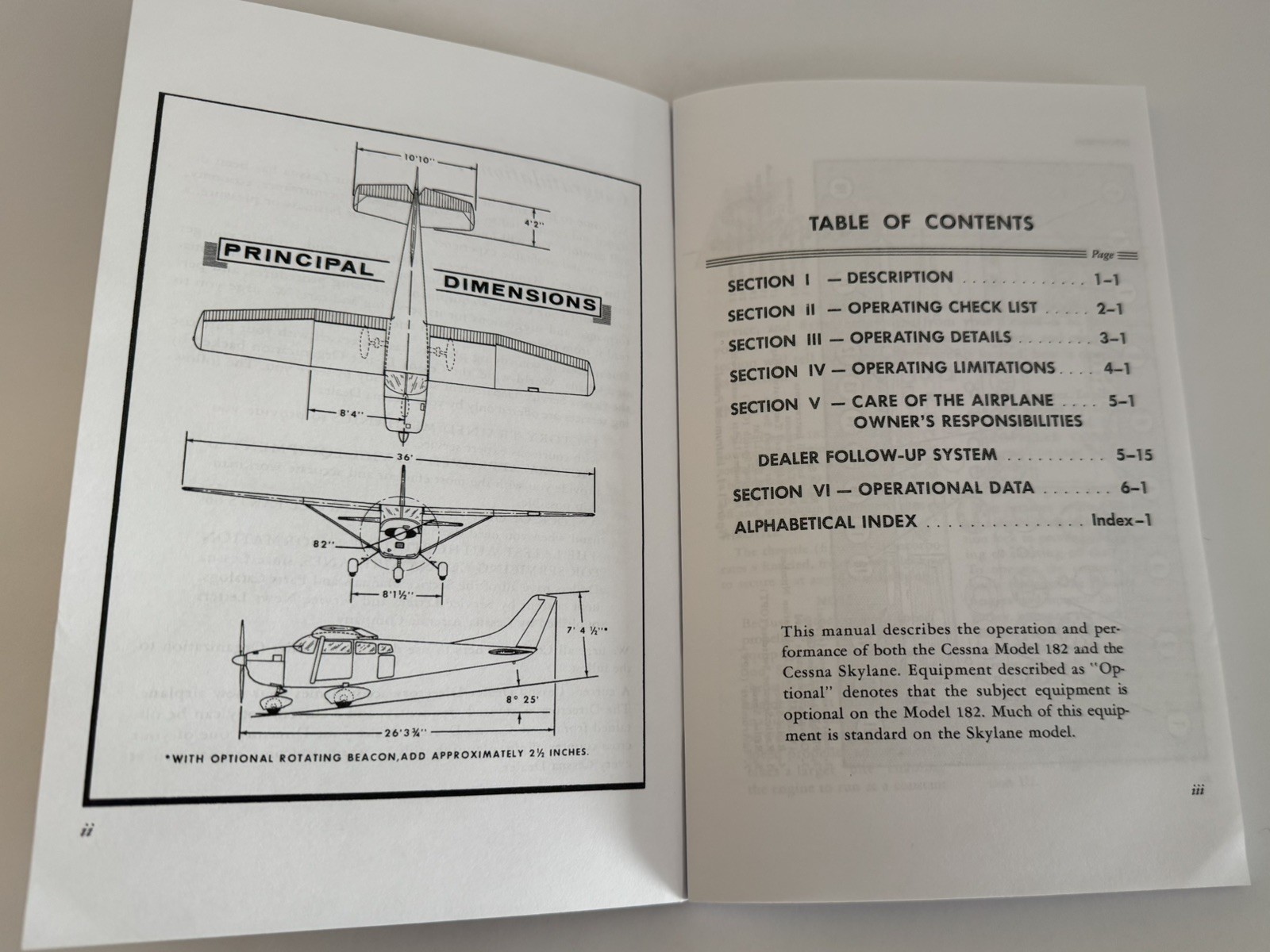 Cessna 182D Skylane 1961 Owner's Manual Copy