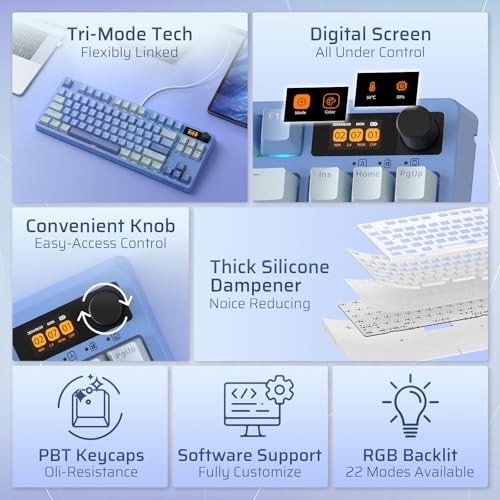 LTC NIMBLEBACK NB841 75% WIRELESS MECHANICAL KEYBOARD 84 KEYS - SKY BLUE