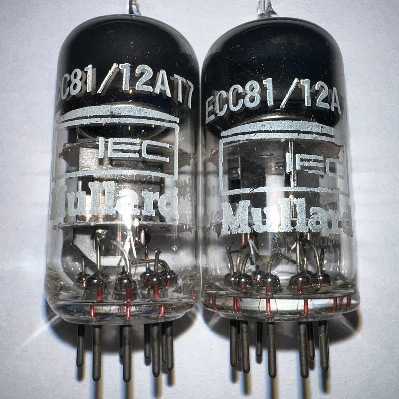 BRIMAR (MULLARD) BLACK PLATE 12AT7 ECC81 MATCHED PAIR TUBES NOS