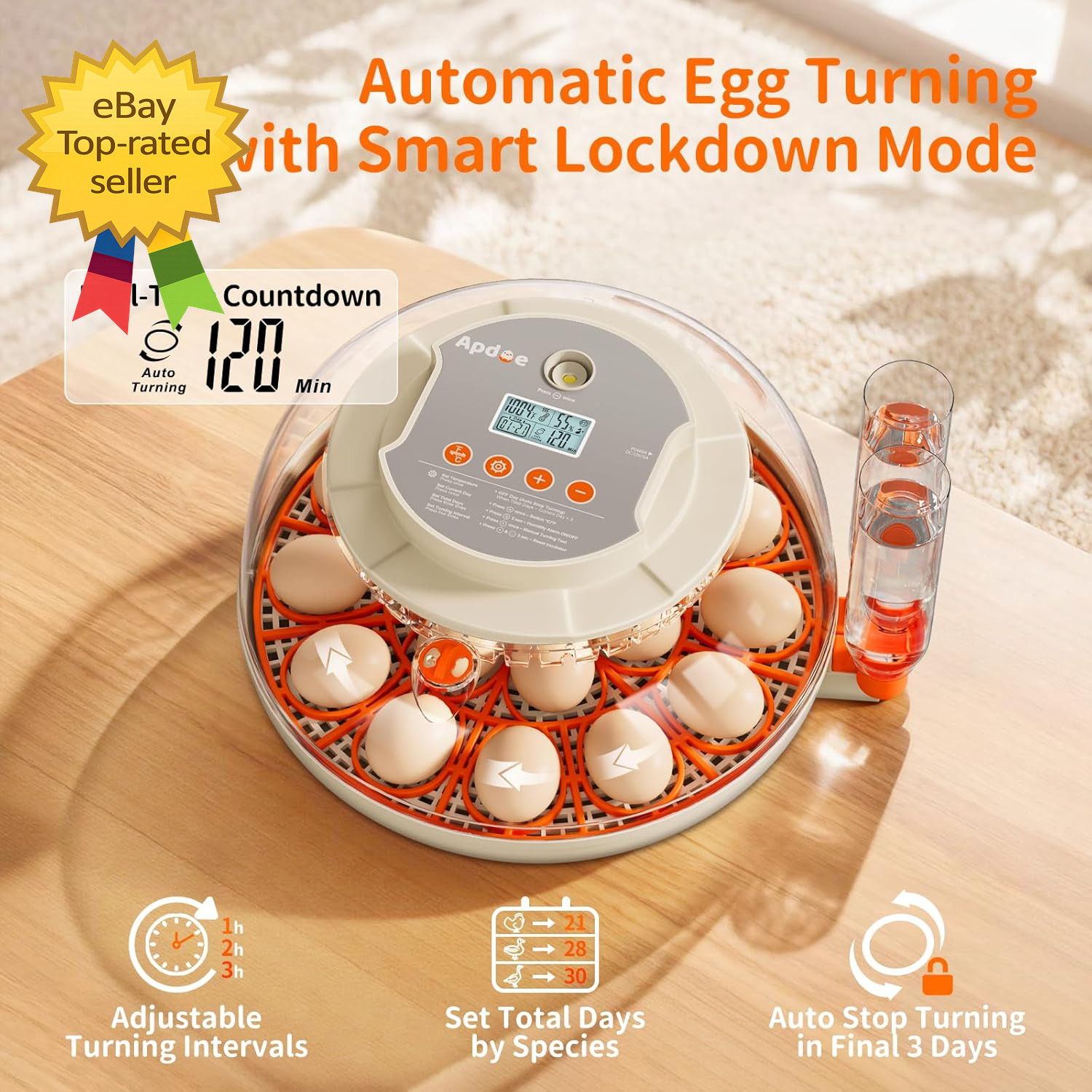 Egg Incubator 18 Capacity Automatic Turning Temperature HumidityControlHatchTool