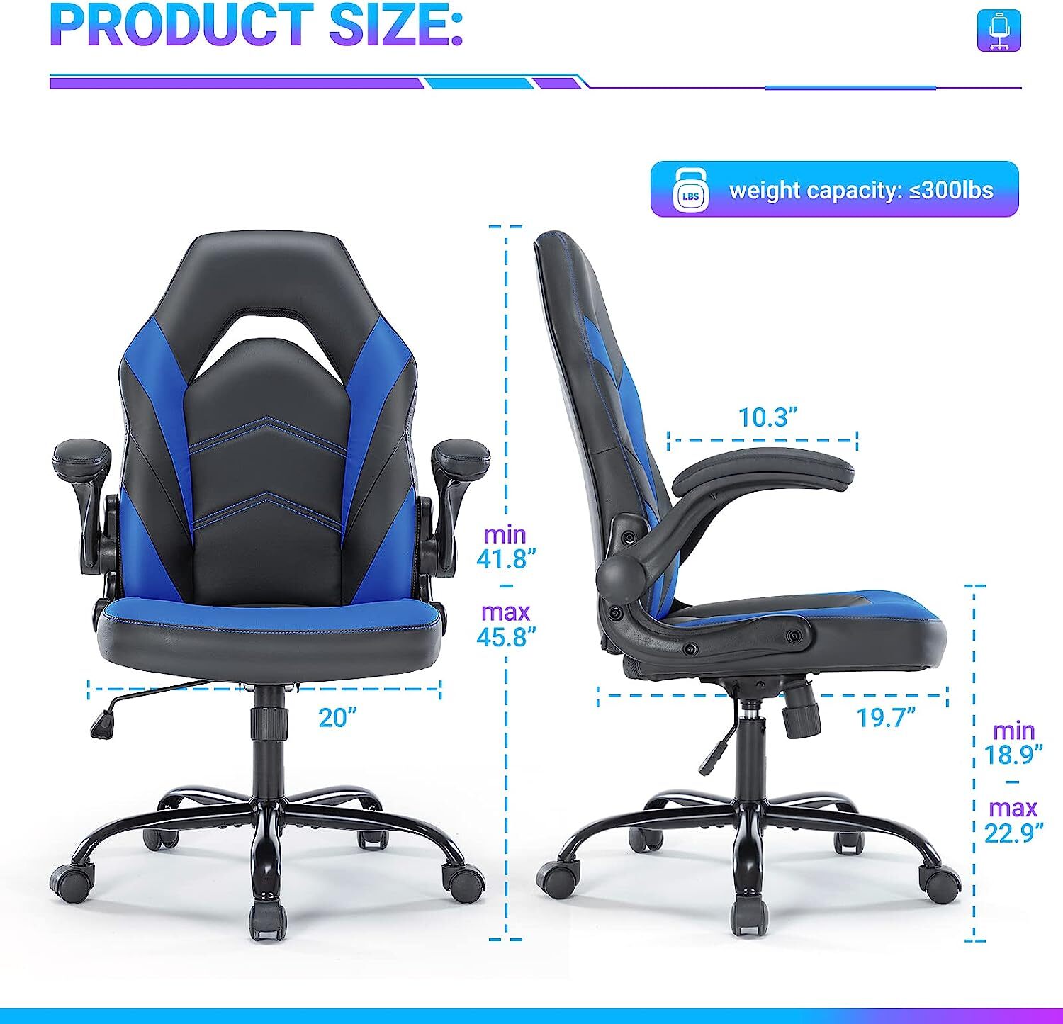 PU Leather Gaming Chair Ergonomic Computer Executive Adjustable Desk Chairs