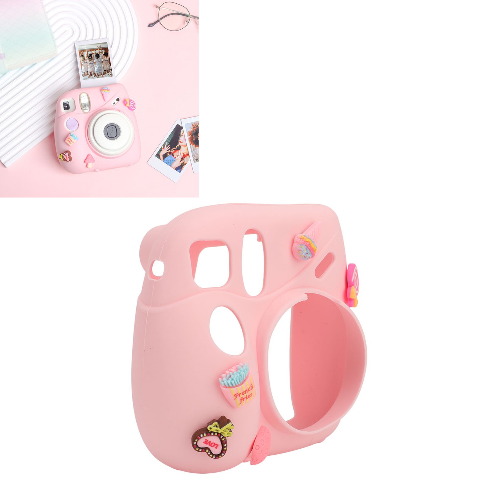 Instant Camera Cover With Shoulder Strap Soft Silicone Protective Case For