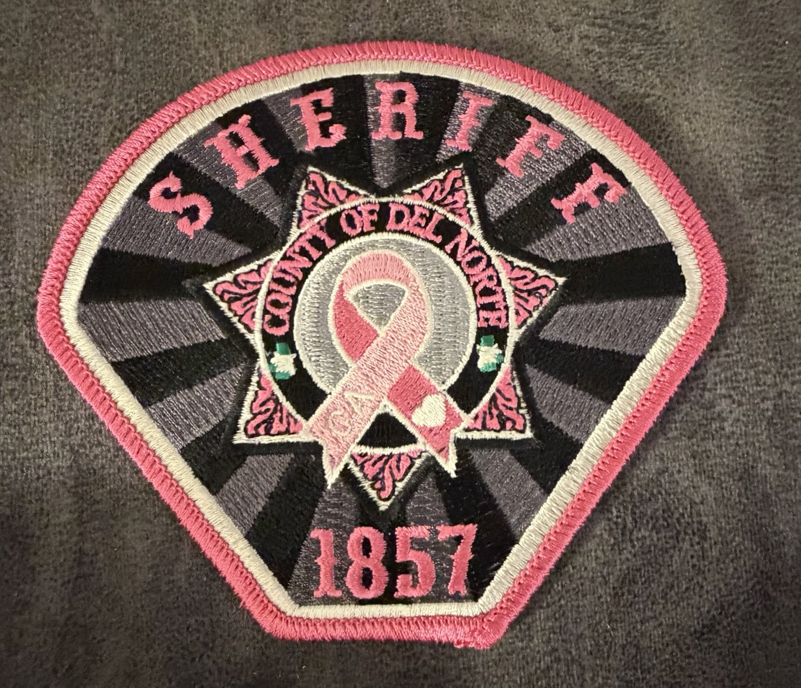 California Pink (Cancer Awareness) Patch. Del Norte Sheriff Dept.