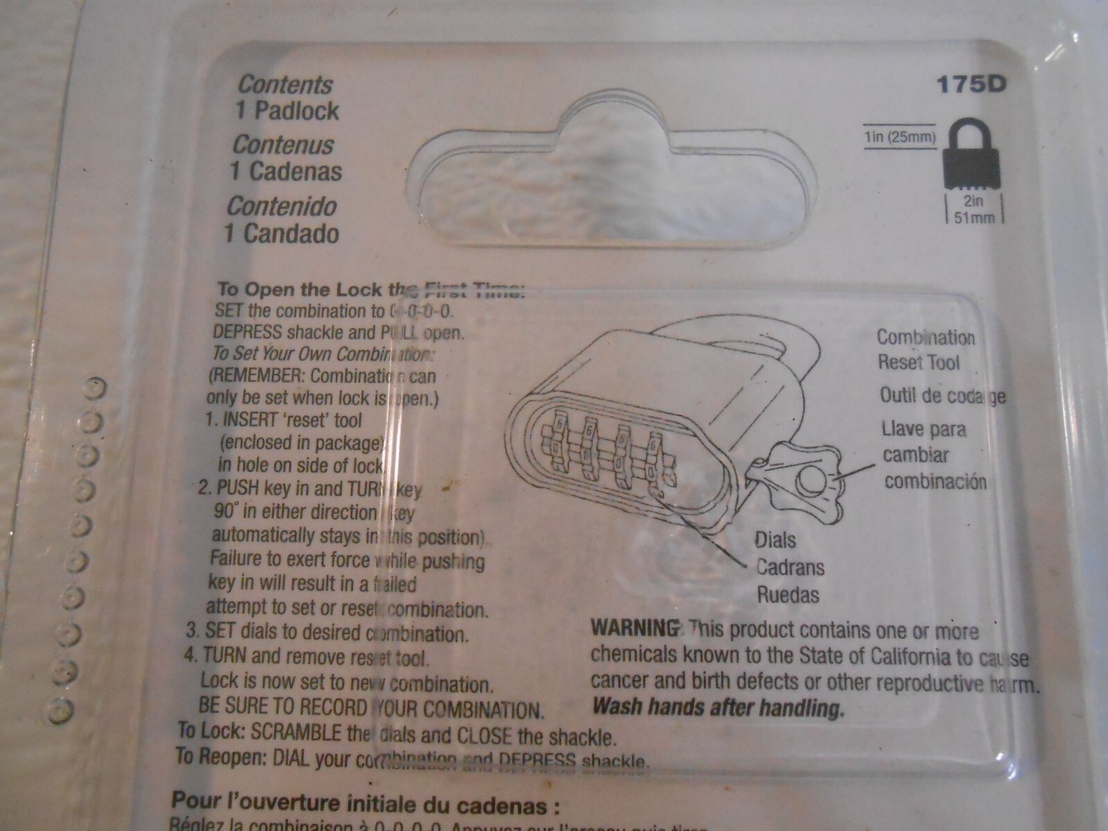 Master Lock Combination Padlock, Set your own combination, Sinlge Pack 175D 1"