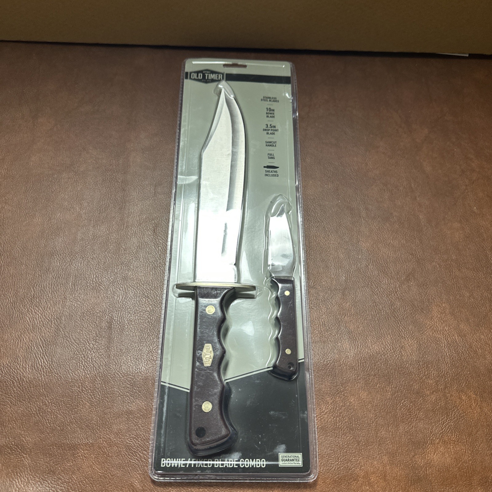 New Schrade Old Timer Bowie/ Fixed Blade Combo 10” Bowie 3.5” Drop Point 1207759