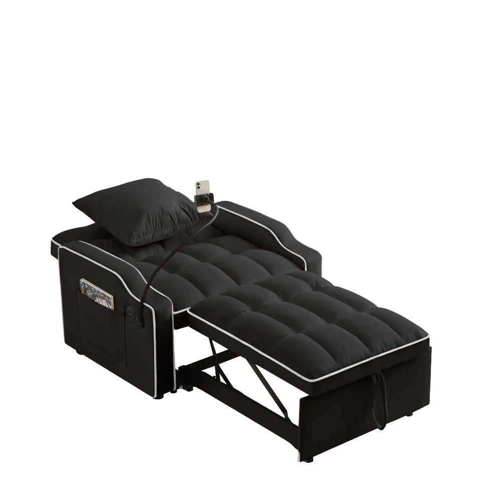 Sleeper Sofa Chair Bed, 3 In 1 Convertible Sofa Chair With Adjustable Backrest