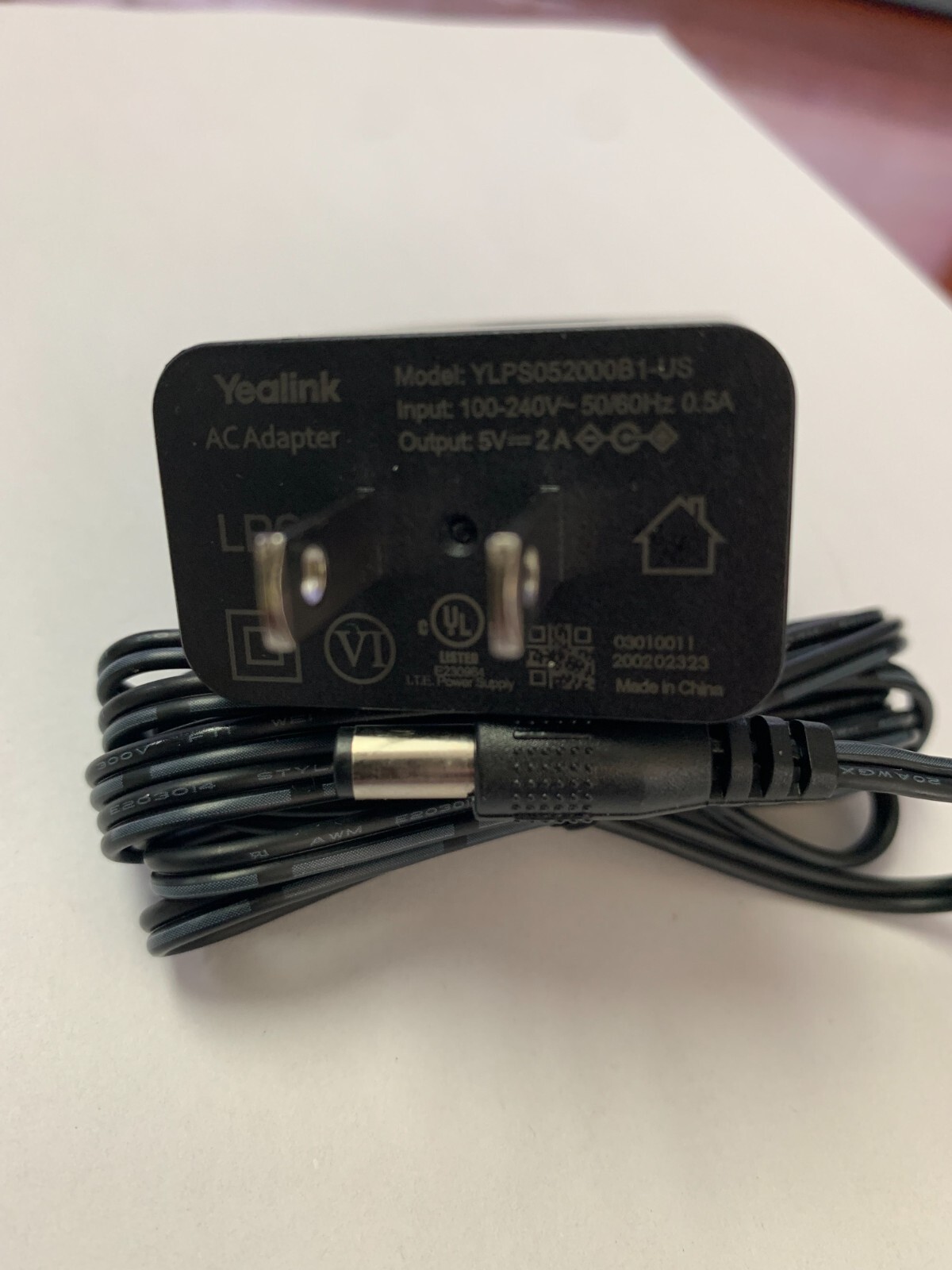 Yealink 5V 2A AC Power Supply YLPS052000B1-US Use W/ T41S T42S SIP Telephone