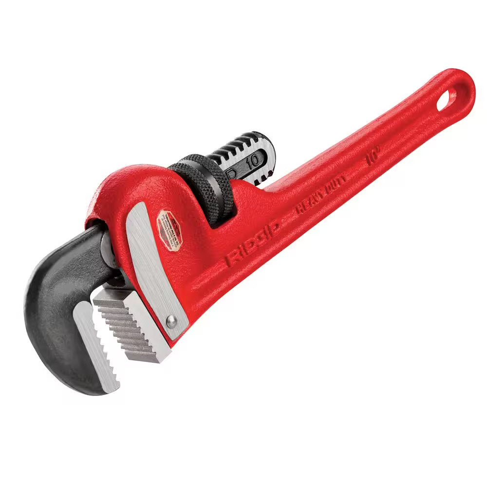 Ridgid 10 in Straight Pipe Wrench Heavy Duty Plumbing Sturdy Plumbing Pipe Tool