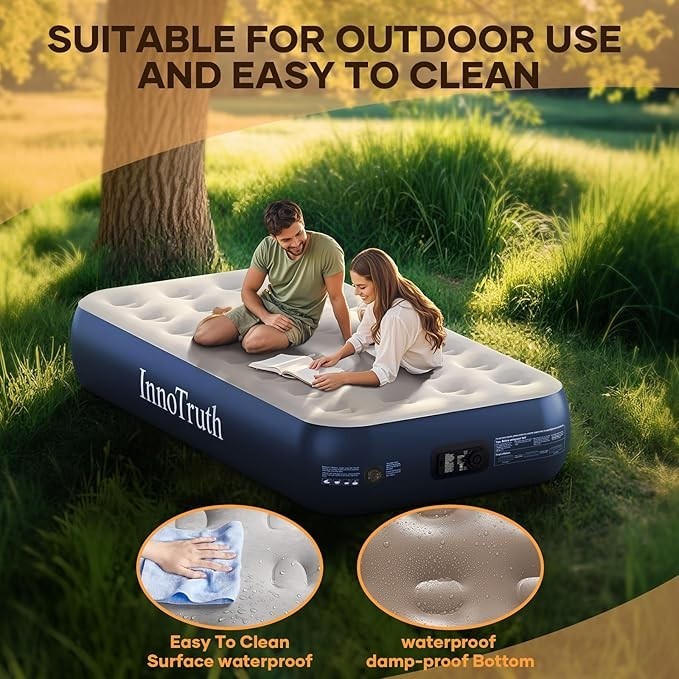 TWIN Air Mattress 13” Raised with Built-in Pump for Home & Camping Comfort