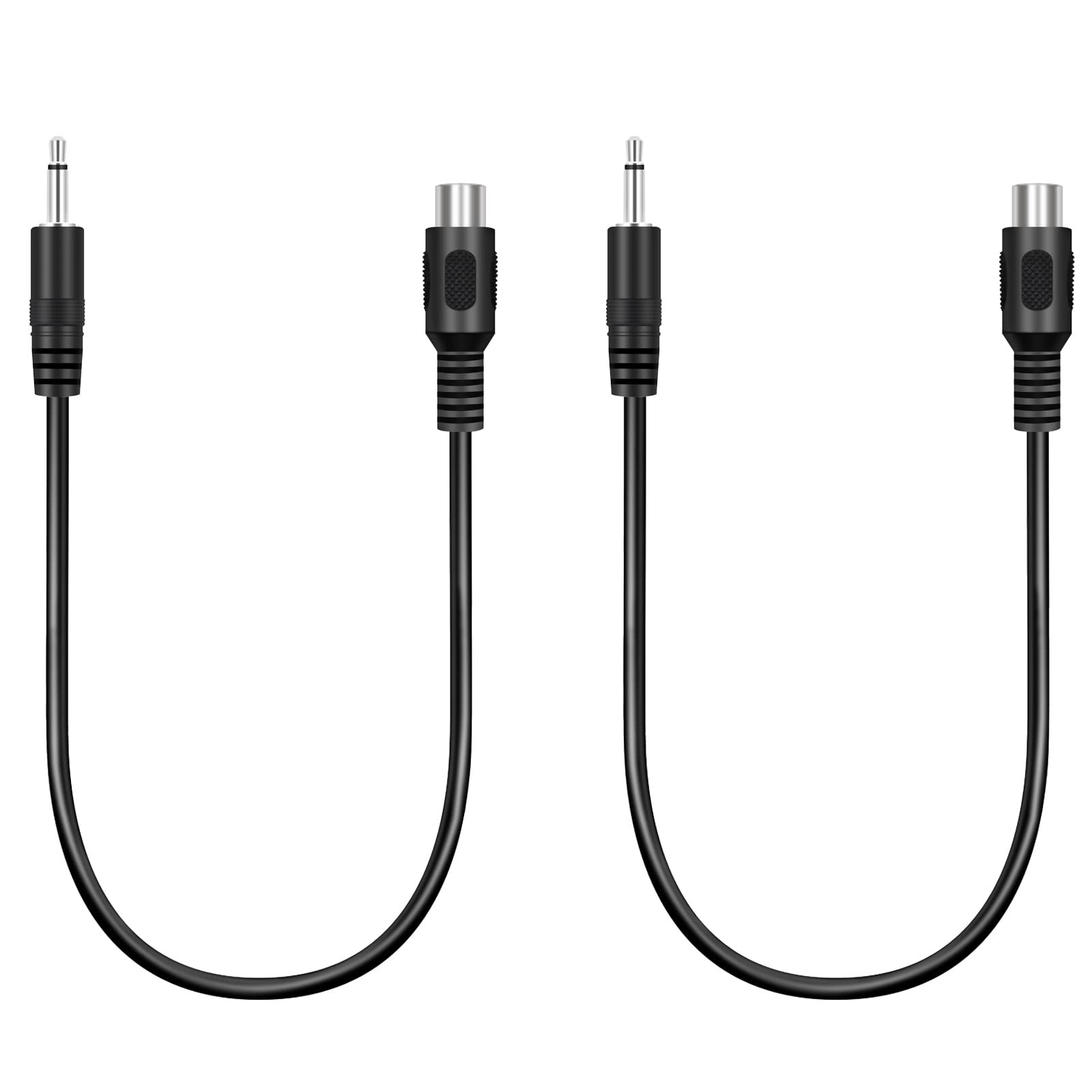 Bolvek 2 Pack 3.5mm 1/8" TS Mono Male to Single RCA Female Jack Plug Black