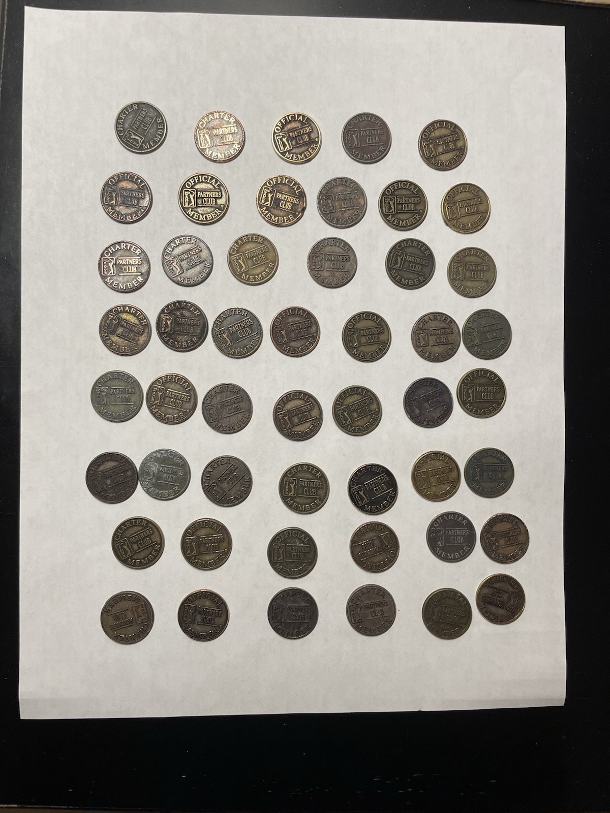 (50) PGA Tour Partners Club Coin Style Golf Marker Lot Assortment - A Nice Deal!