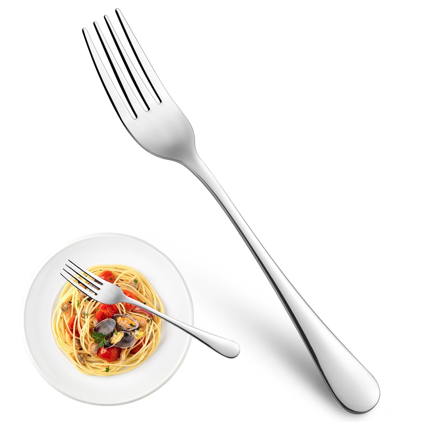 Dinner Forks,Set of 16 Top Food Grade Stainless Steel 16pcs-Silver, Silver
