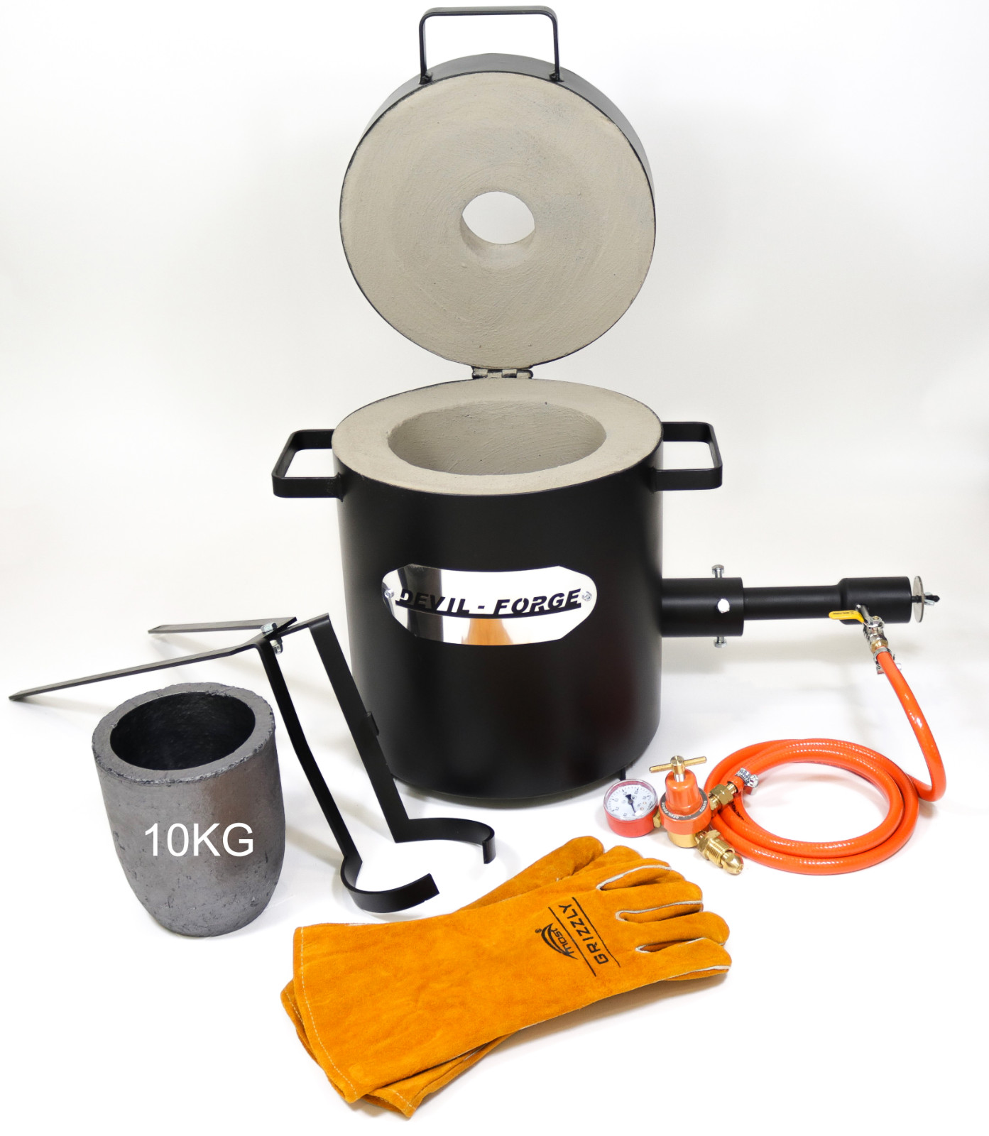 FB2M–10KG GAS METAL MELTING FURNACE Propane Forge Crucible Tongs 2 in 1 PREMIUM