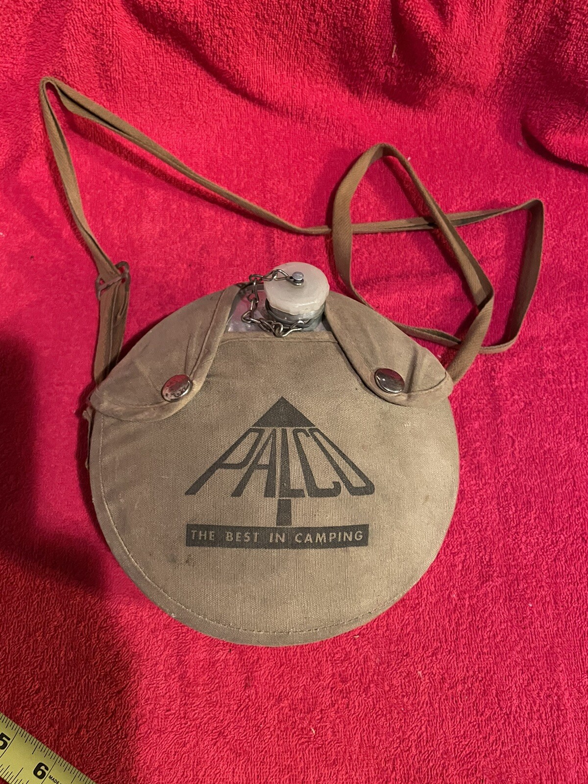 Vintage Palco aluminum canteen with case and strap