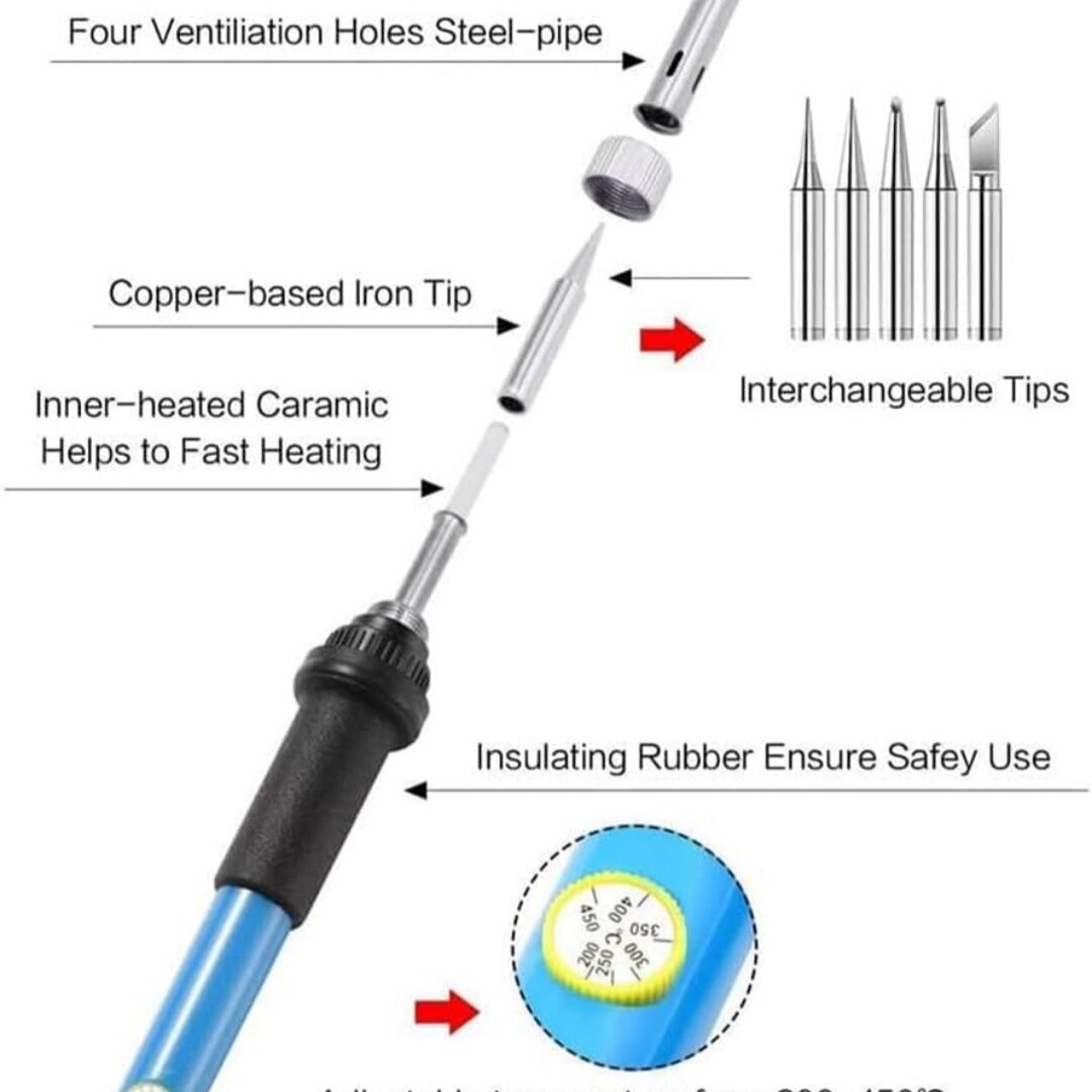 Soldering Iron Kit 60W Adjustable Temperature Soldering Iron