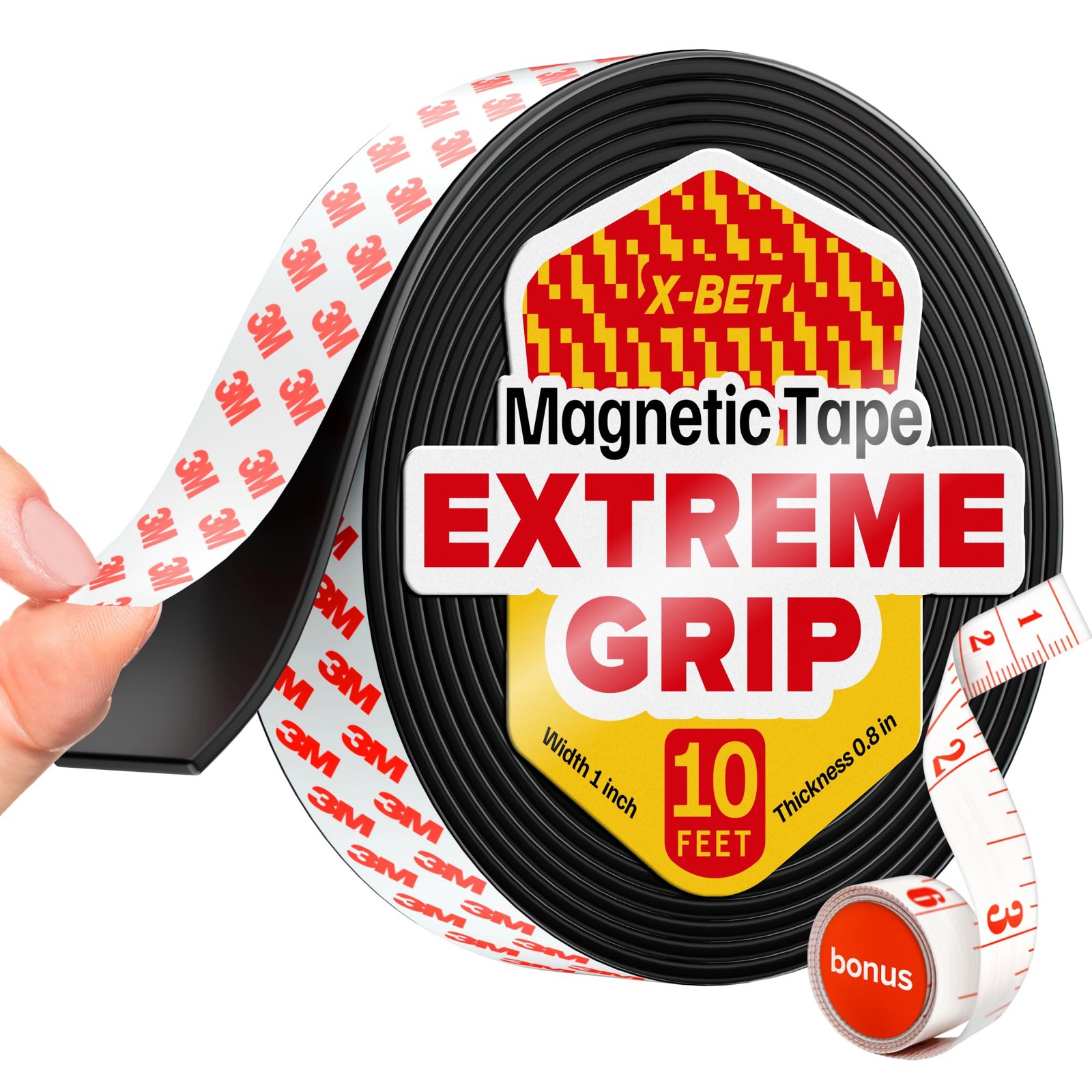 Super Sticky Magnetic Tape (10 feet x 1 inch) - Stong Magnet Strip with Adhes...