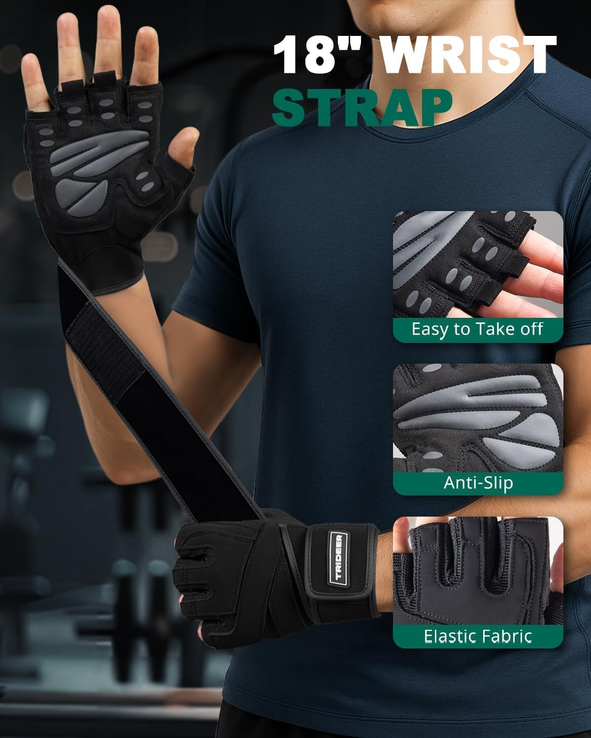 Workout Gloves for Men, Weight Lifting Gloves with Wrist Wrap Support, Full P...