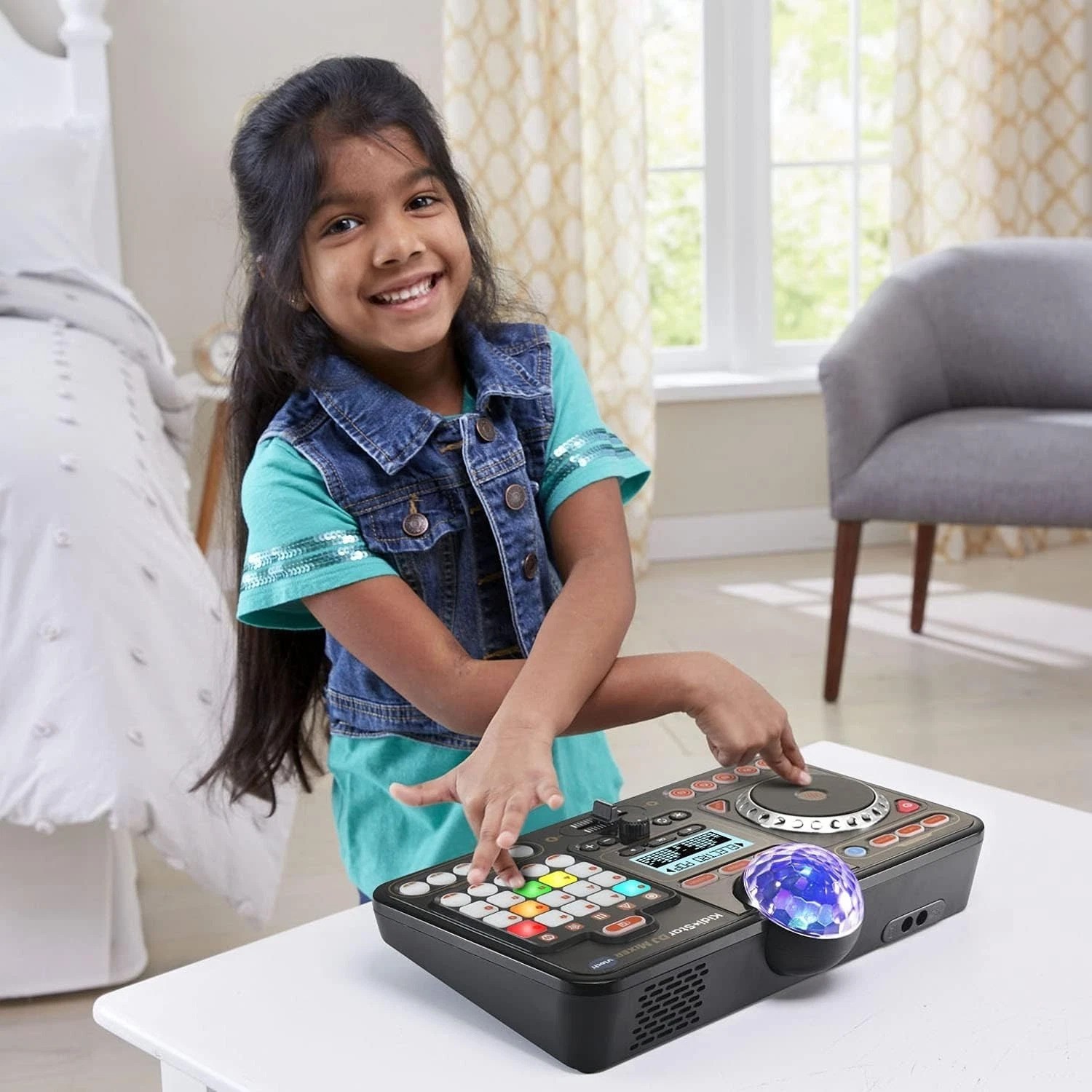 Interactive DJ Turntable for Kids - Bluetooth Mixer with Built-in Speaker