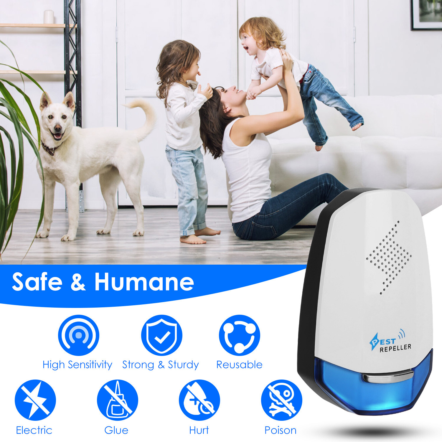 2x Ultrasonic w/ Night light Plug In Bed Bug Mouse