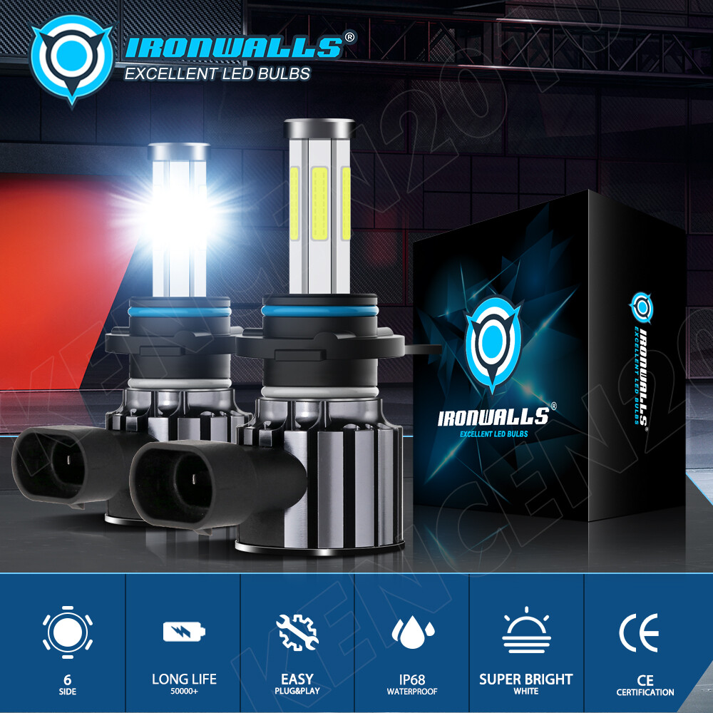 6-Sides 9012 LED Headlight Bulbs Kit High Low Beam 1500000LM 6500K Super Bright