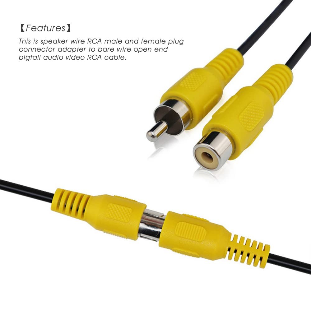 KSOPUERT 4Packs Speaker Wire RCA/AV Audio Both Male & Female Black,Yellow